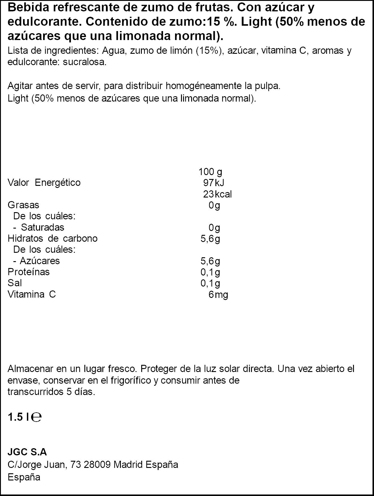 Limonada light don simón 1.5l