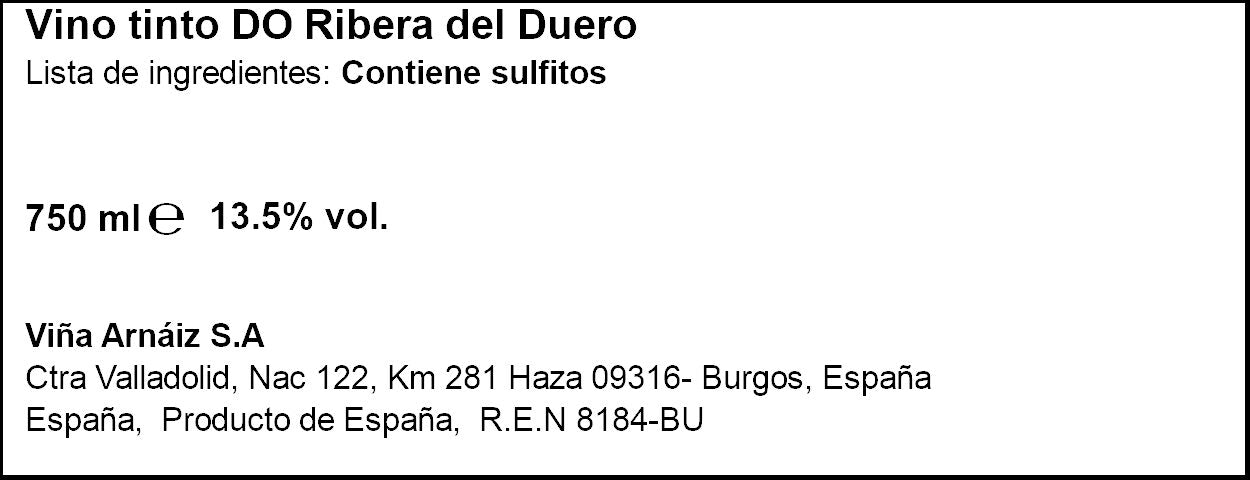 Vino tinto tempranillo ribera duero mayor de castila 750ml