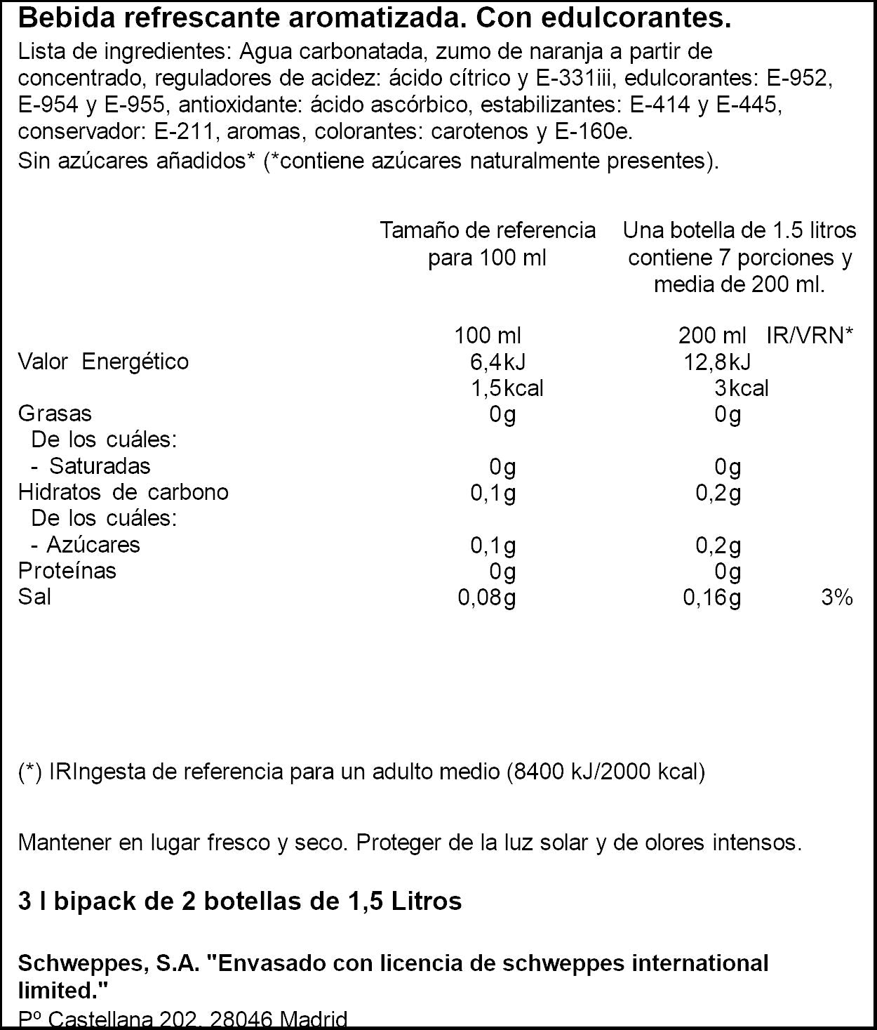 Refresco naranja  La casera p2 1.5l/u