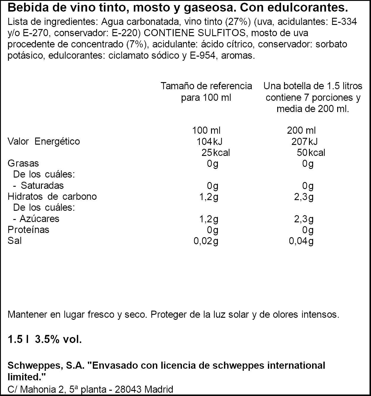 Tinto verano  La casera  1.5l