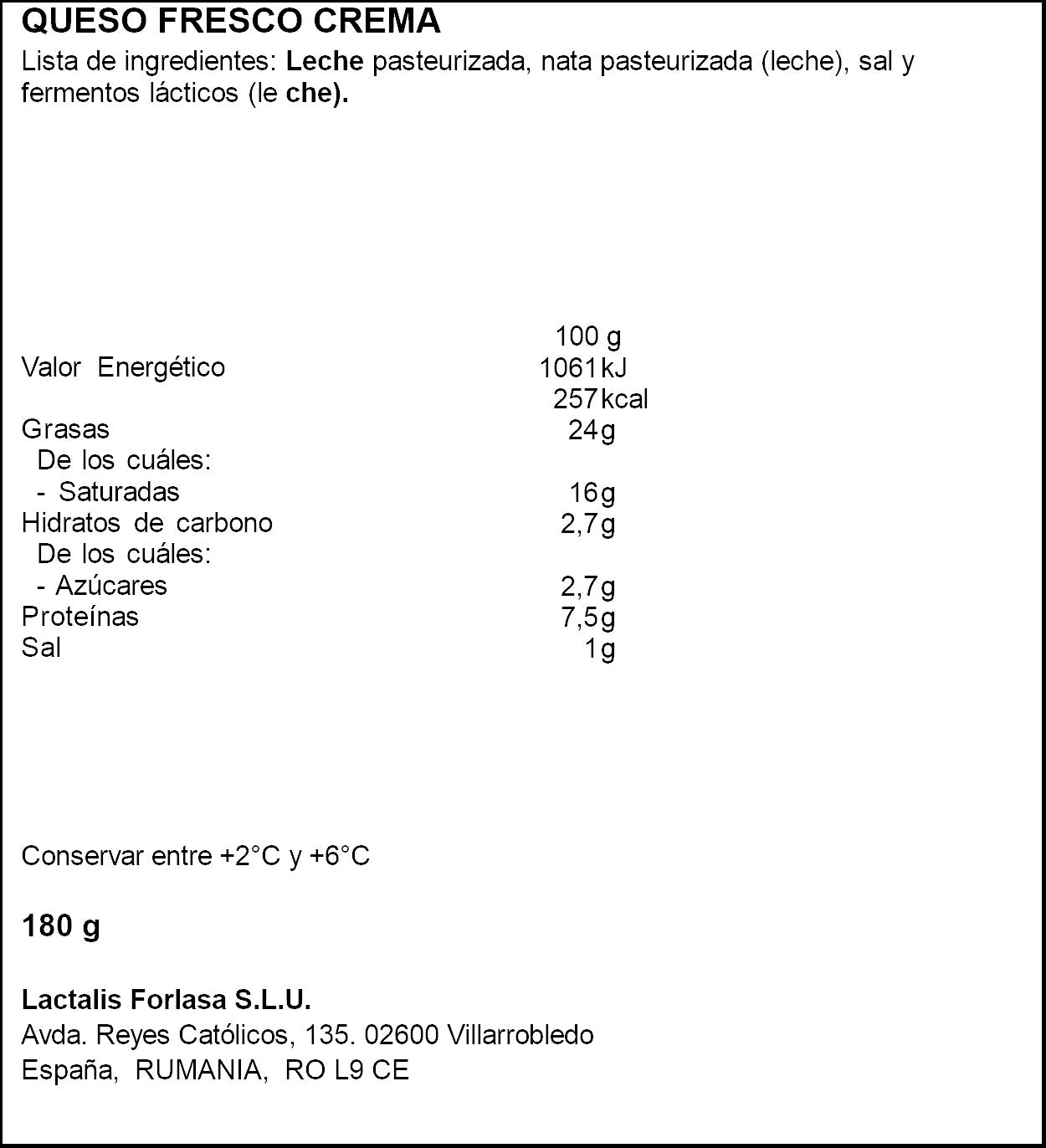 Crema de queso  El ventero 180g