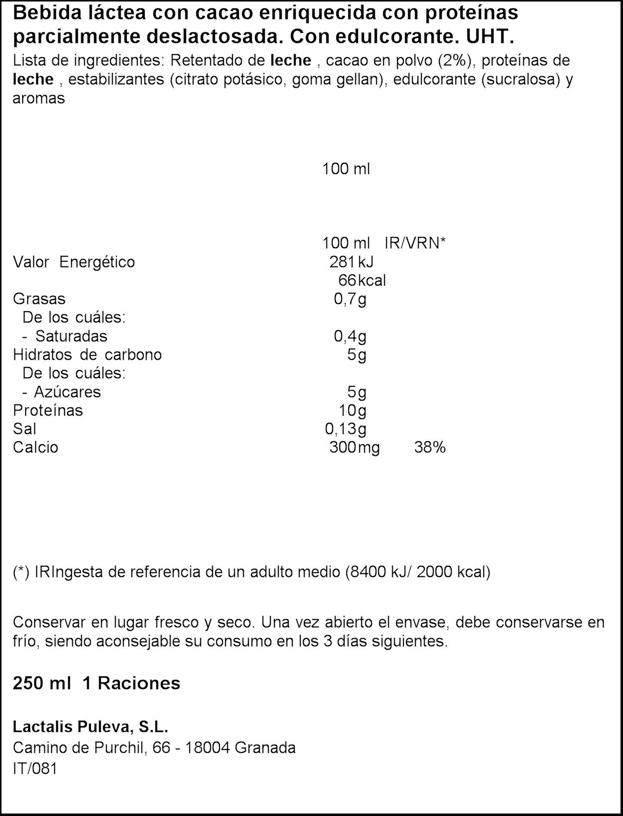 Bebida lactea chocolate Puleva 260ml
