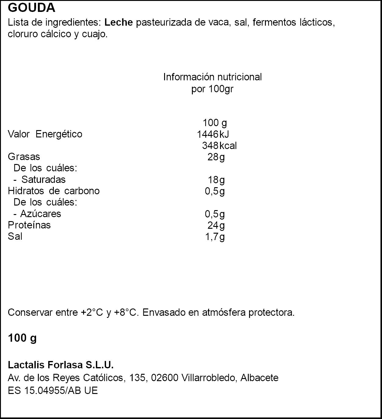 Queso gouda lonchas President 100g