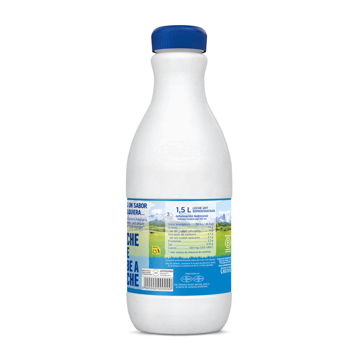 Leche semidesnatada botella Asturiana 1.5l