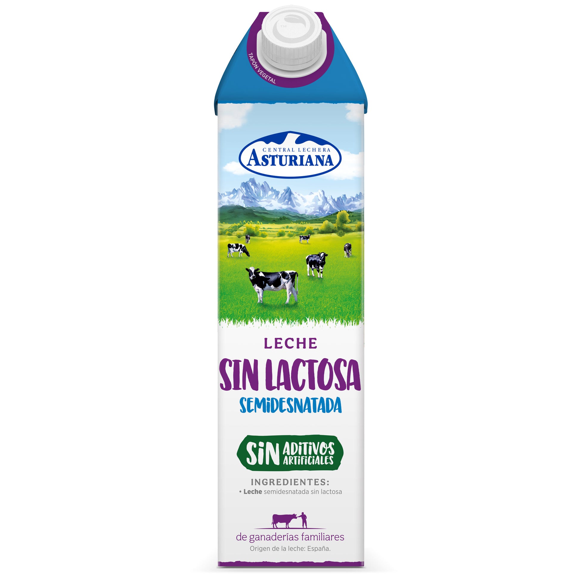 Leche semidesnatada s/lactosa Asturiana 1l
