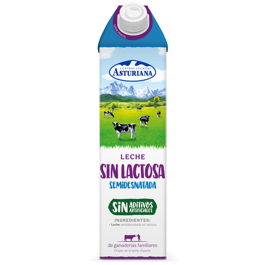 Leche semidesnatada s/lactosa Asturiana 1l La Despensa