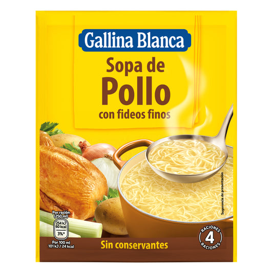 Sopa sobre pollo c/fideos finos Gallina blanca 90g La Despensa