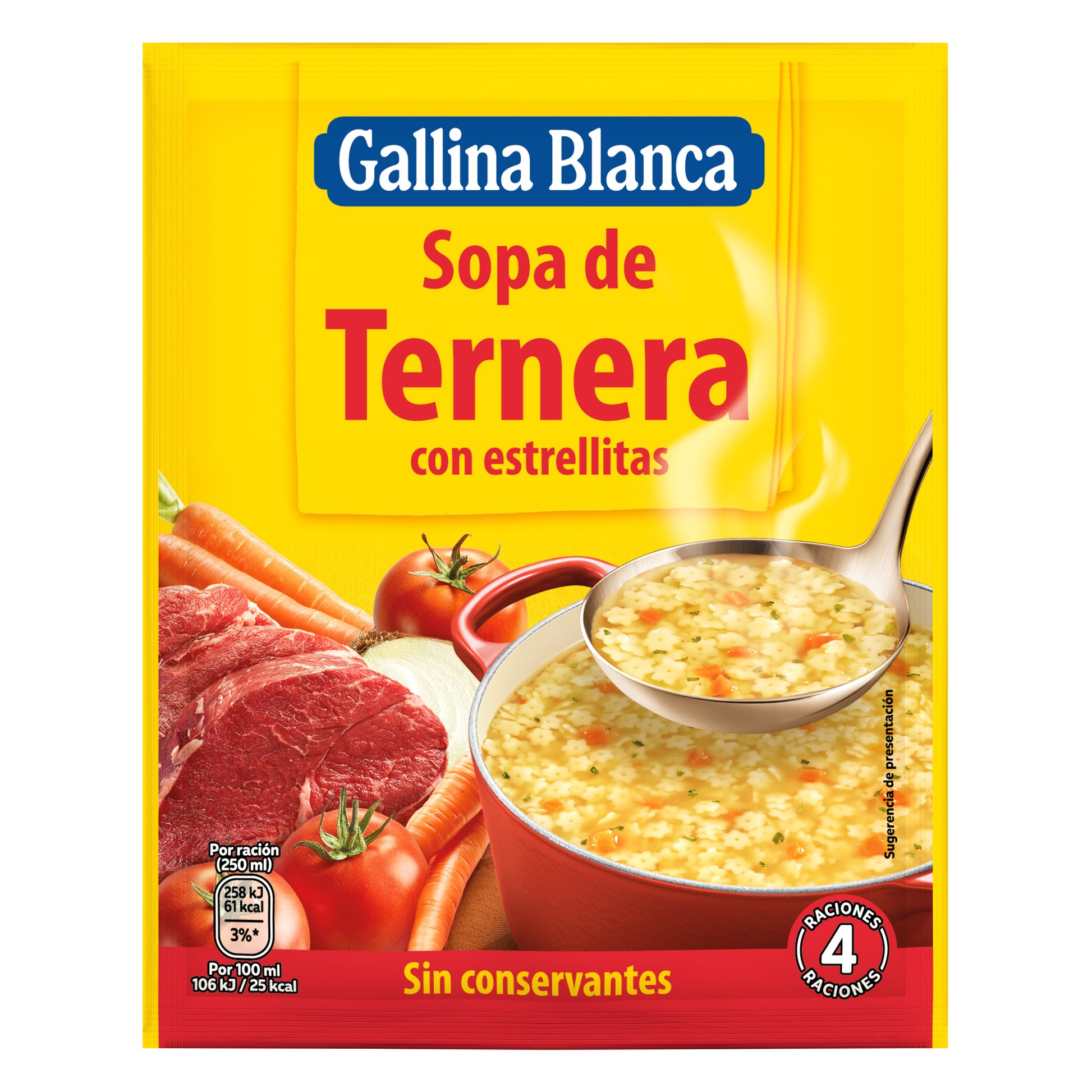 Sopa sobre ternera c/estrellitas Gallina blanca 85g