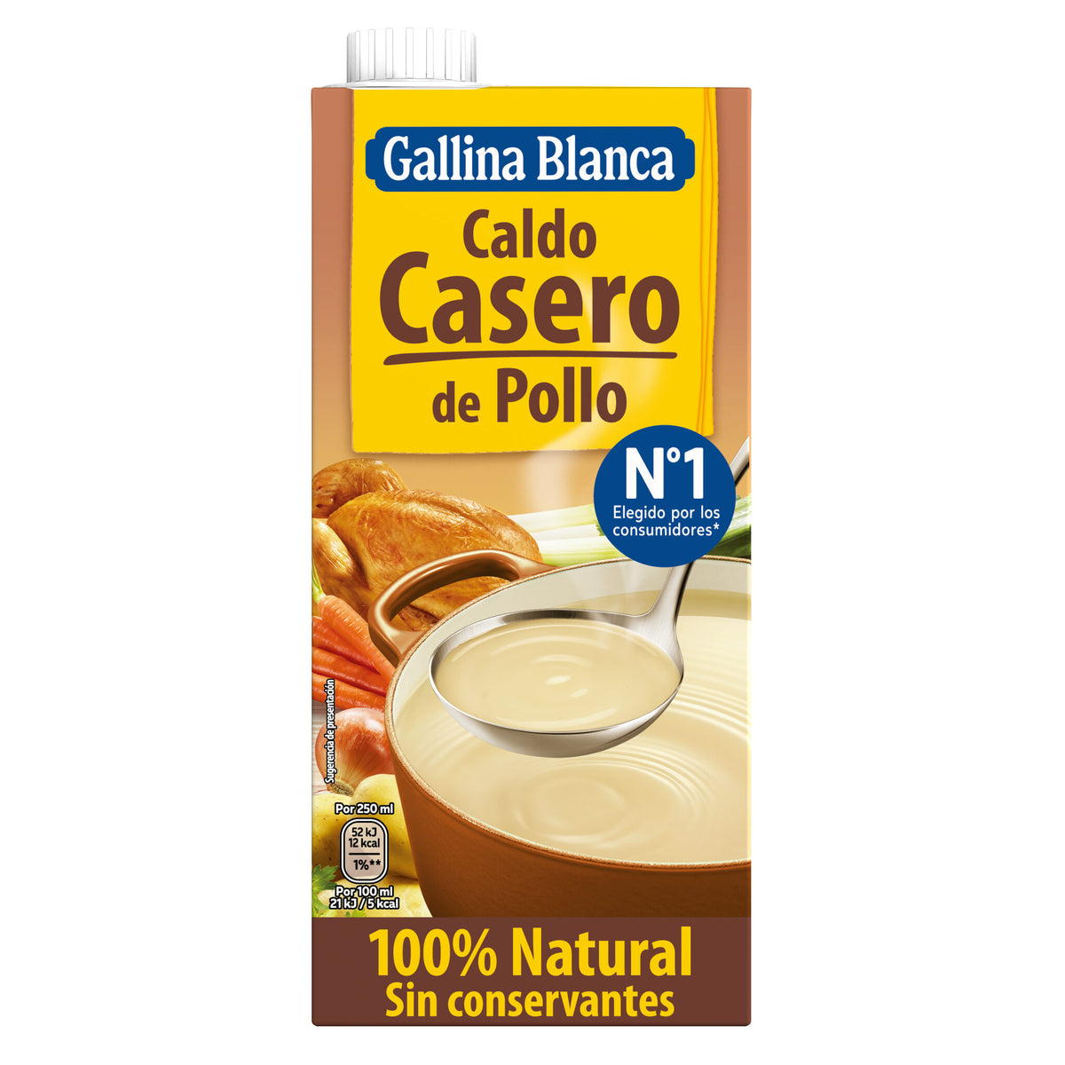 Caldo pollo 100% natural Gallina blanca 1l
