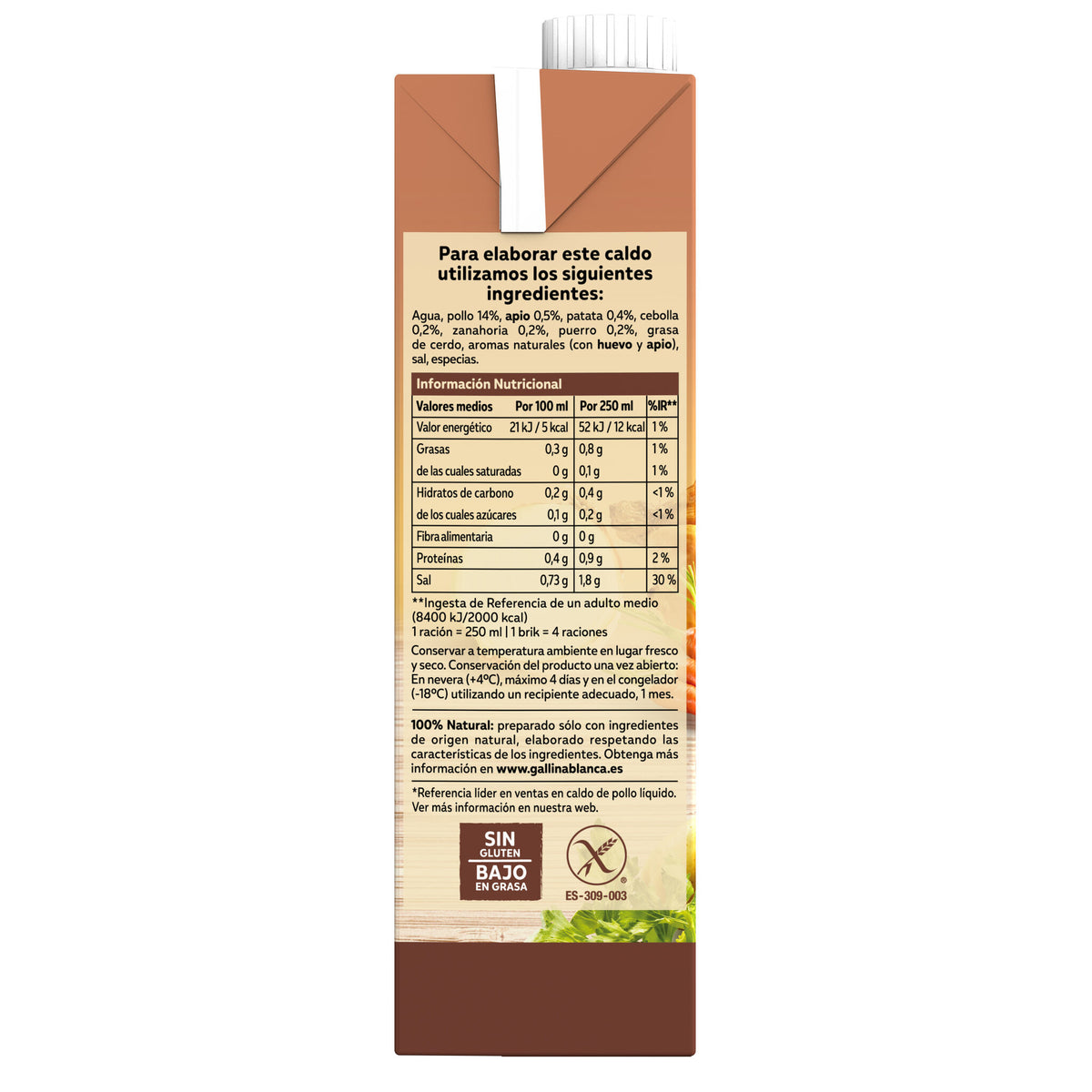 Caldo pollo 100% natural Gallina blanca 1l