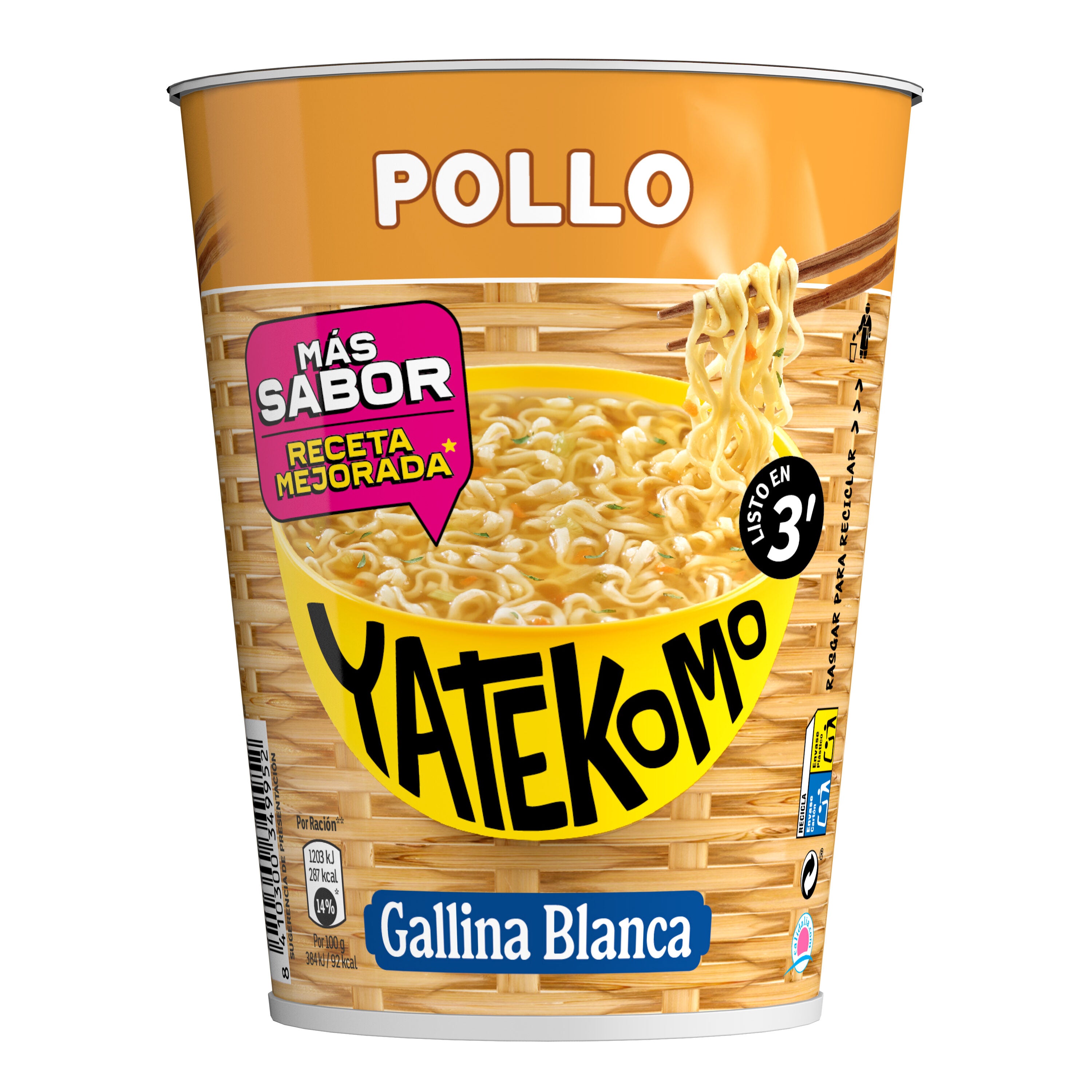 Fideos orientales pollo Yatekomo 60g