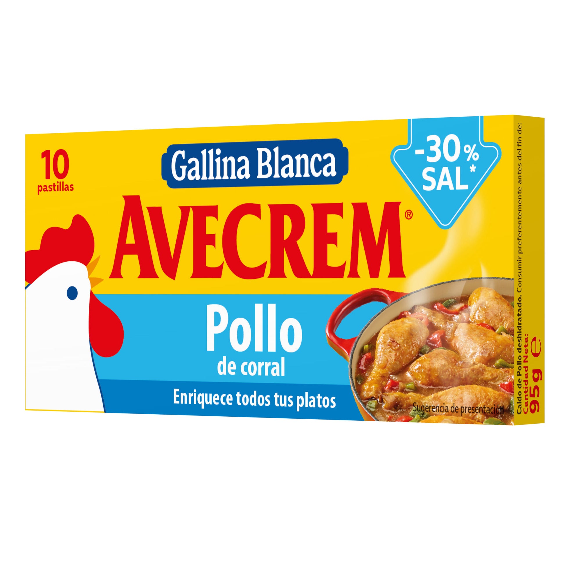 Avecrem pollo bajo en sal -30% Gallina blanca 10u