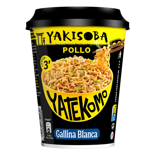 Fideos orientales pollo  vaso Yatekomo yakisoba 93g La Despensa