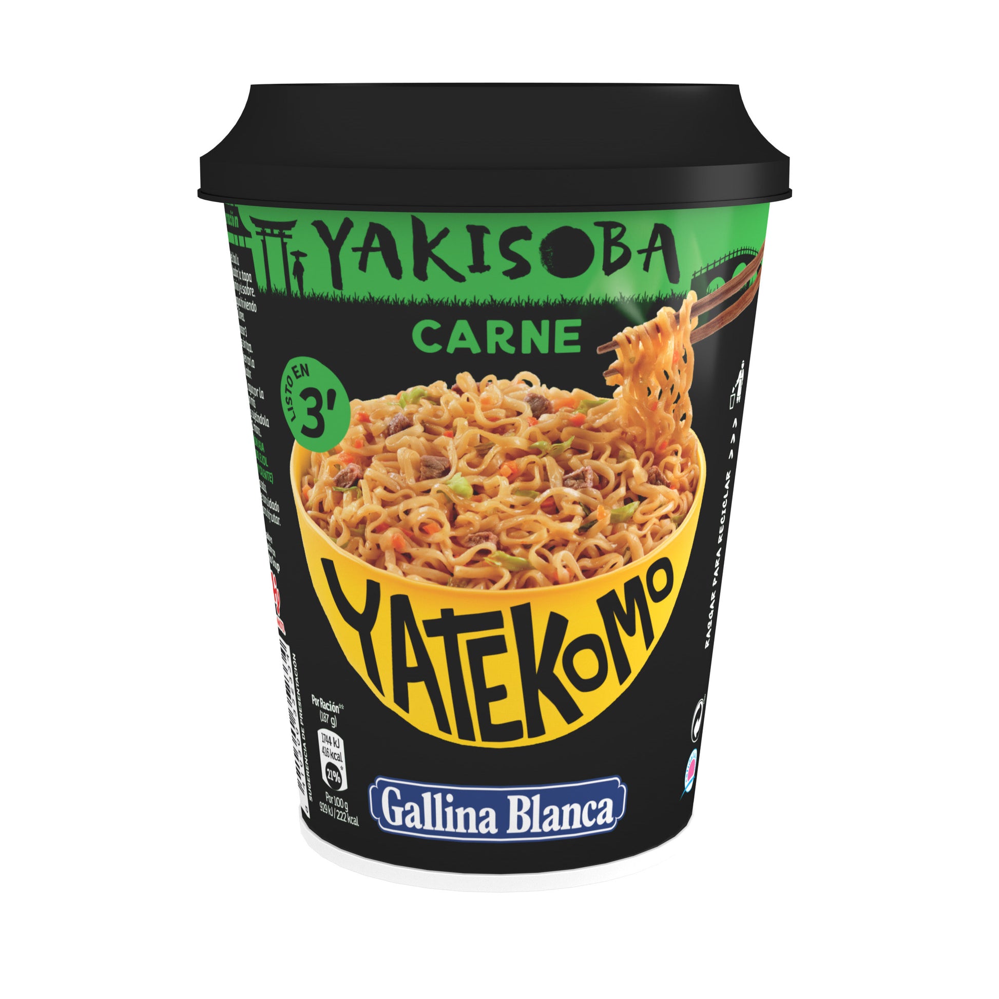 Fideos orientales carne Yatekomo yakisoba 120g