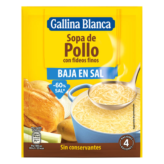 Sopa sobre pollo c/fideos b/sal Gallina blanca 85g La Despensa