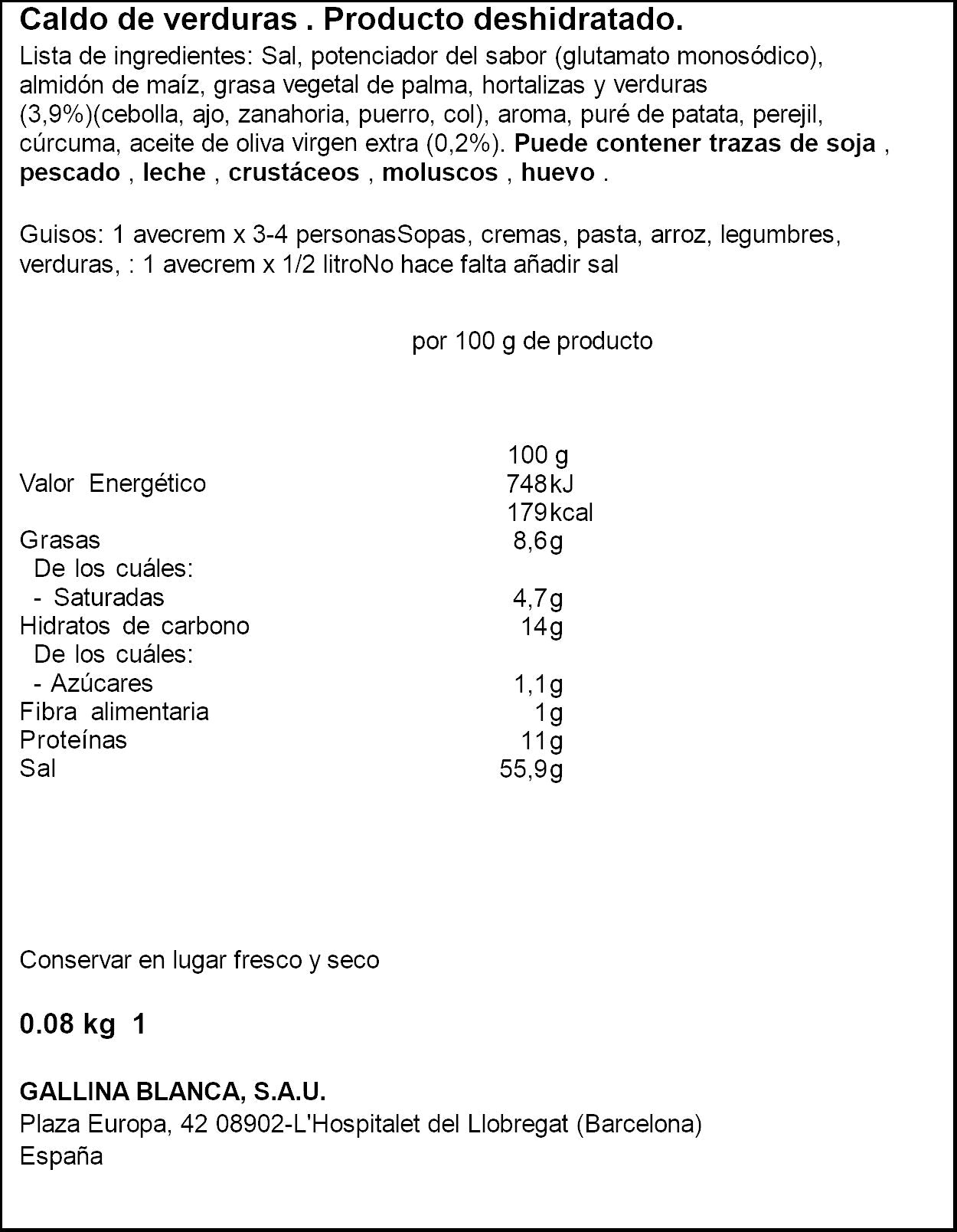 Pastilla caldo vegetal Avecrem 8u