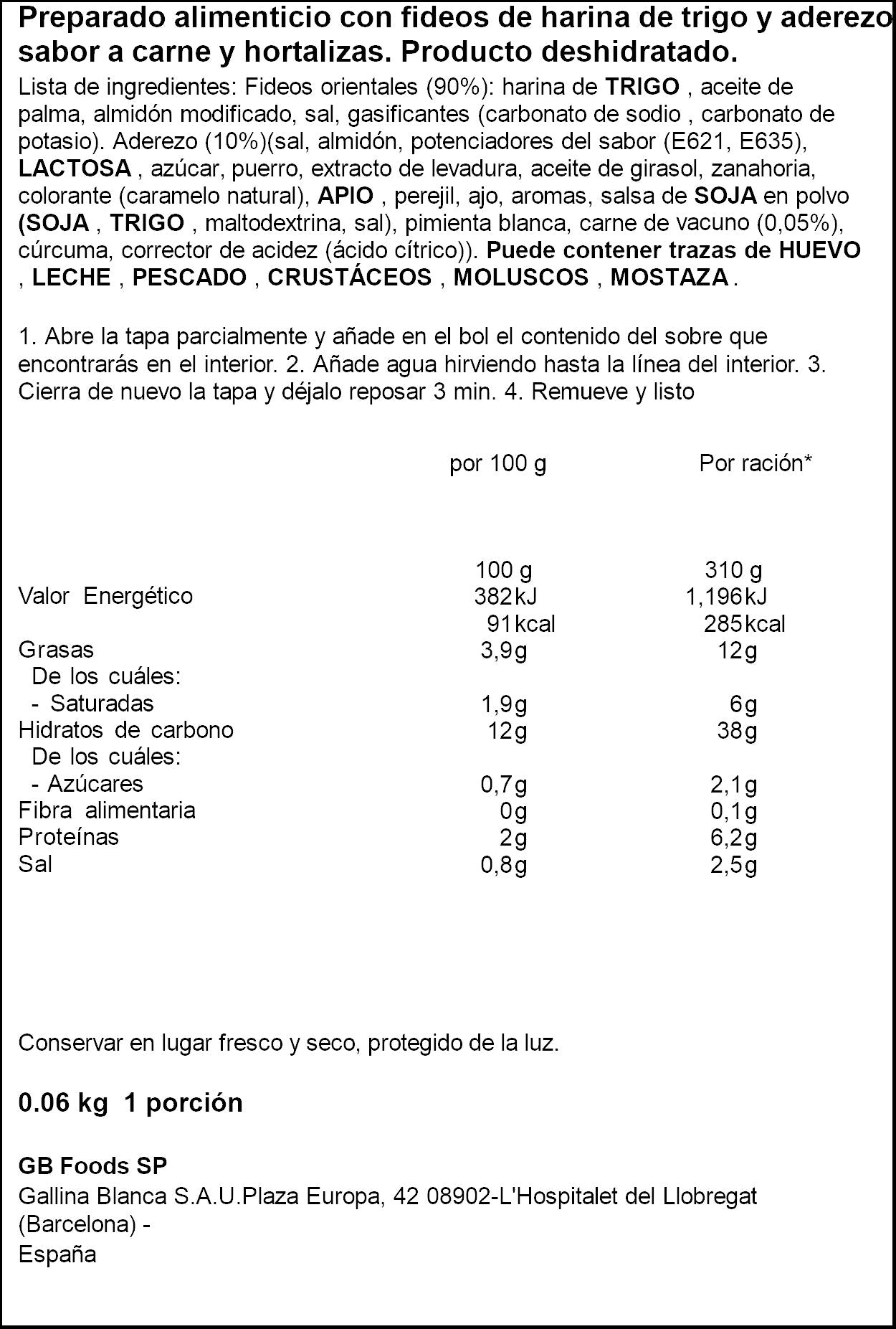 Fideos orientales parrila vaso Yatekomo yakisoba 79g