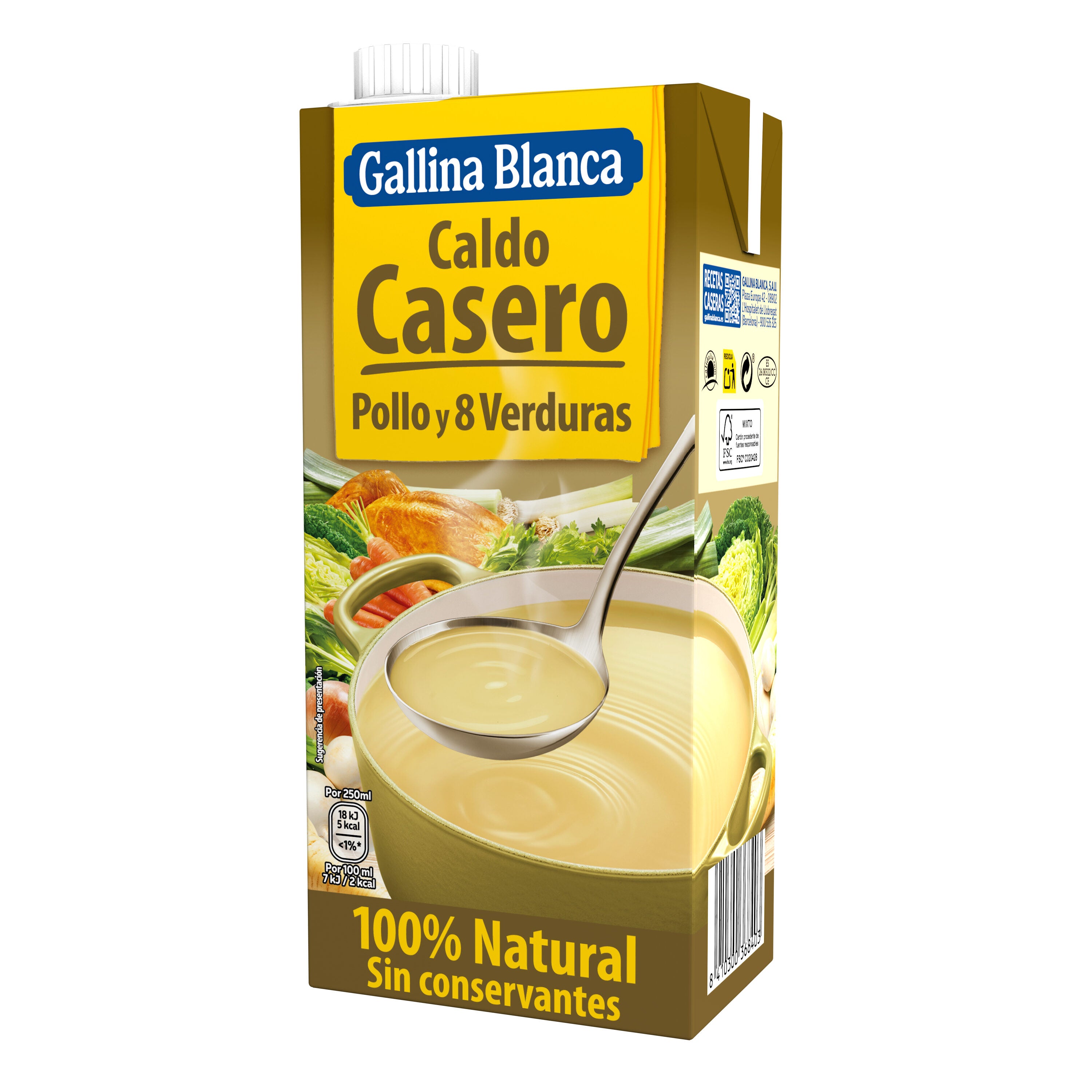 Caldo casero pollo y 8 verduras Gallina blanca 1l