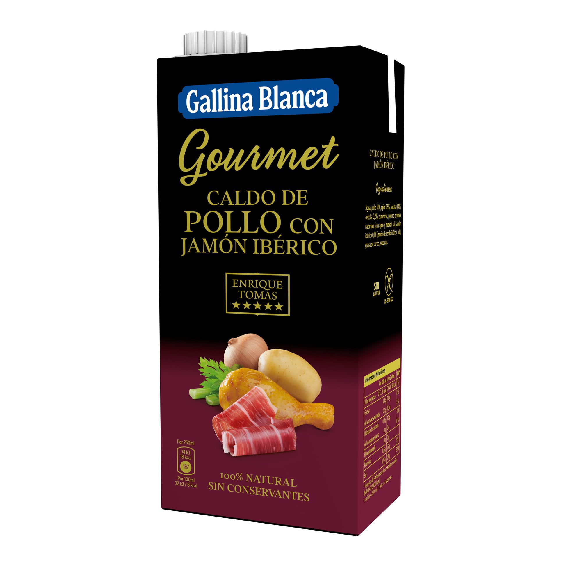 Caldo gourmet pollo c/jamon Gallina blanca 1l