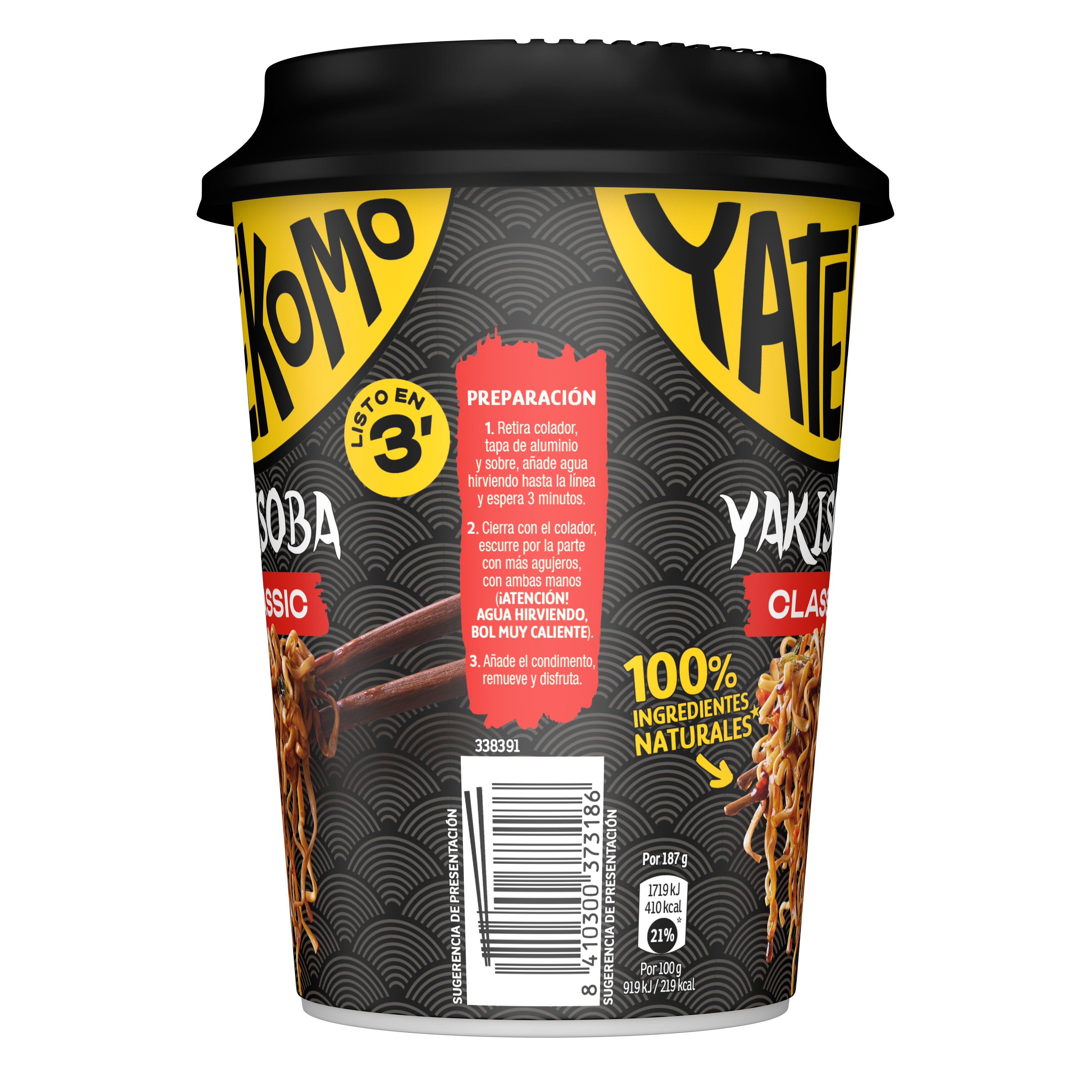 Fideos orientales classic vaso Yatekomo yakisoba 93g
