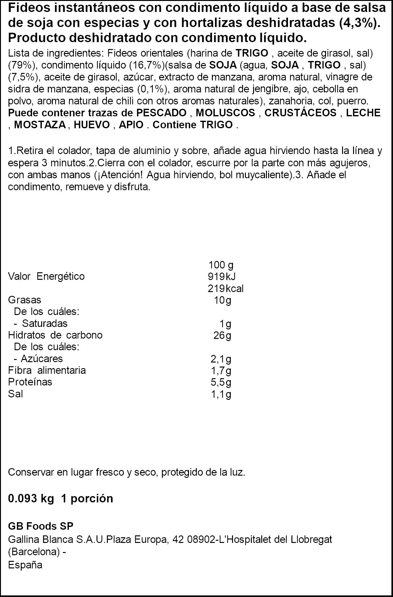 Fideos orientales classic vaso Yatekomo yakisoba 93g