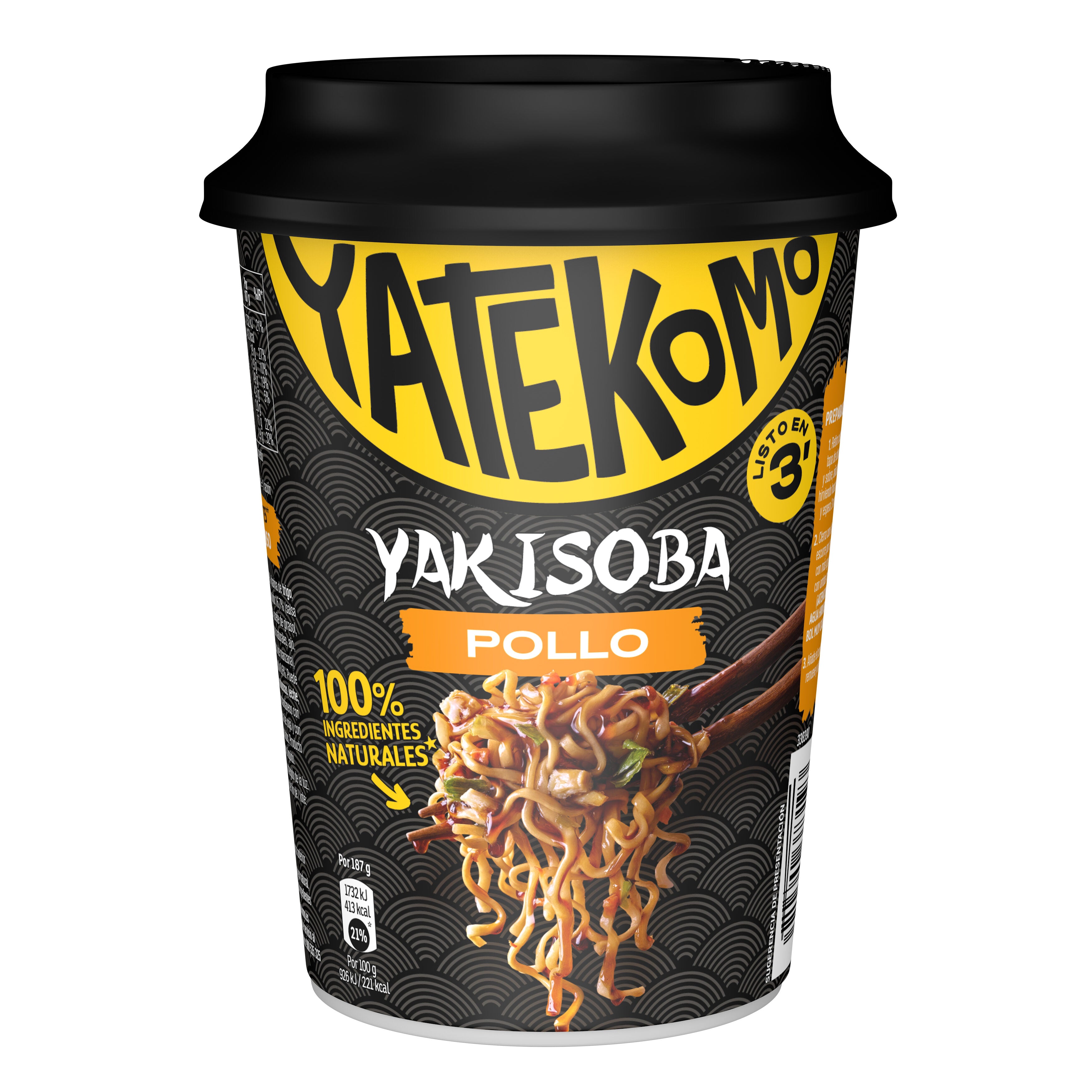 Fideos orientales pollo  vaso Yatekomo yakisoba 93g