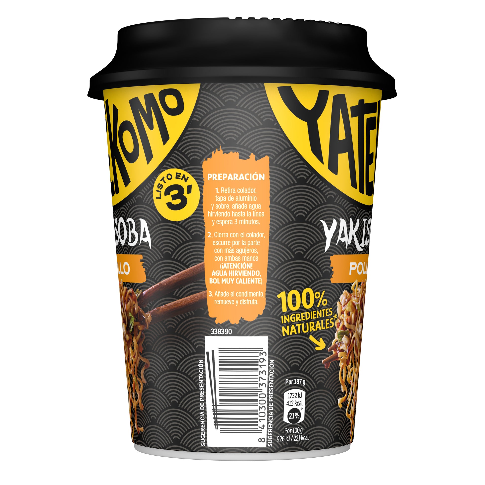 Fideos orientales pollo  vaso Yatekomo yakisoba 93g