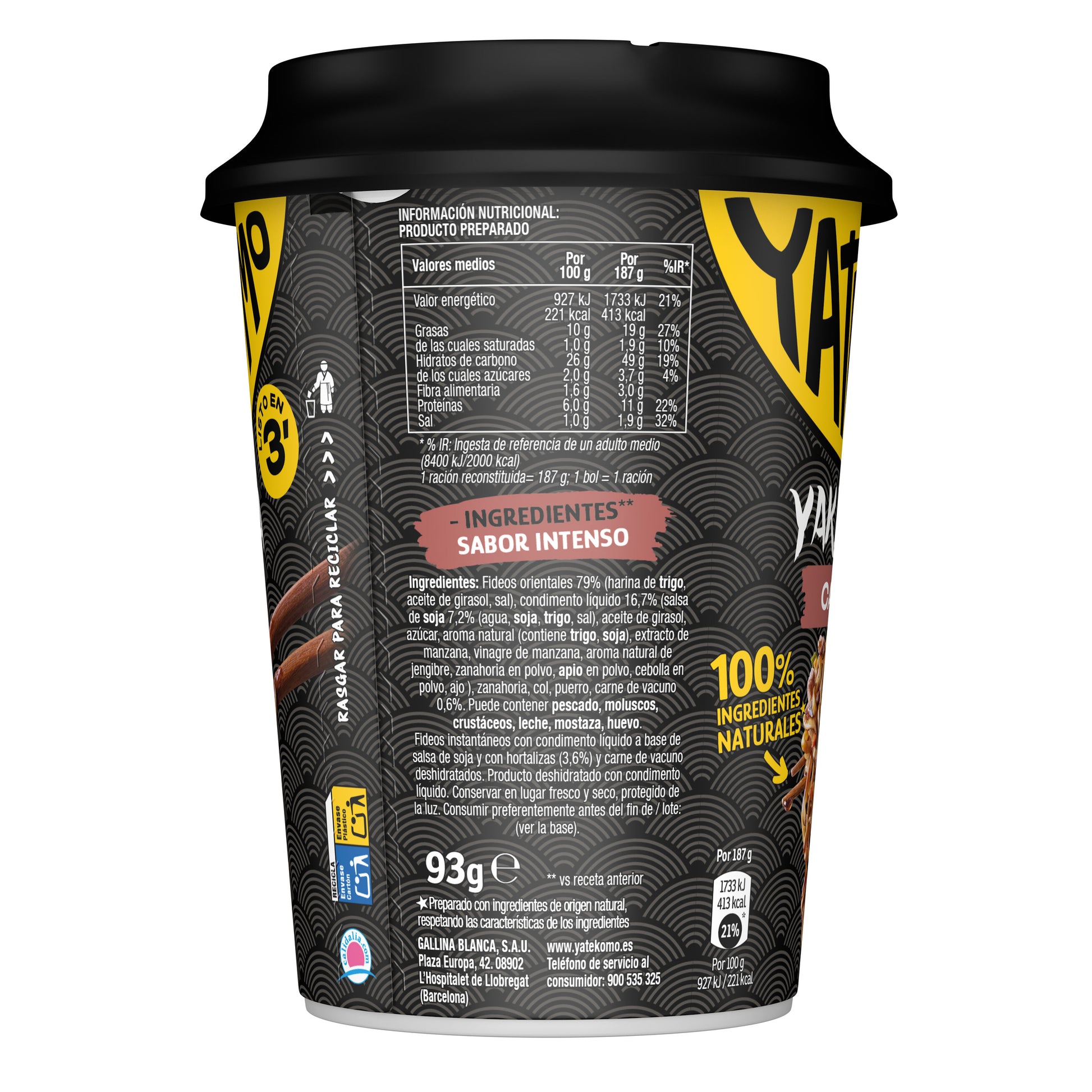 Fideos orientales carne Yatekomo yakisoba 120g