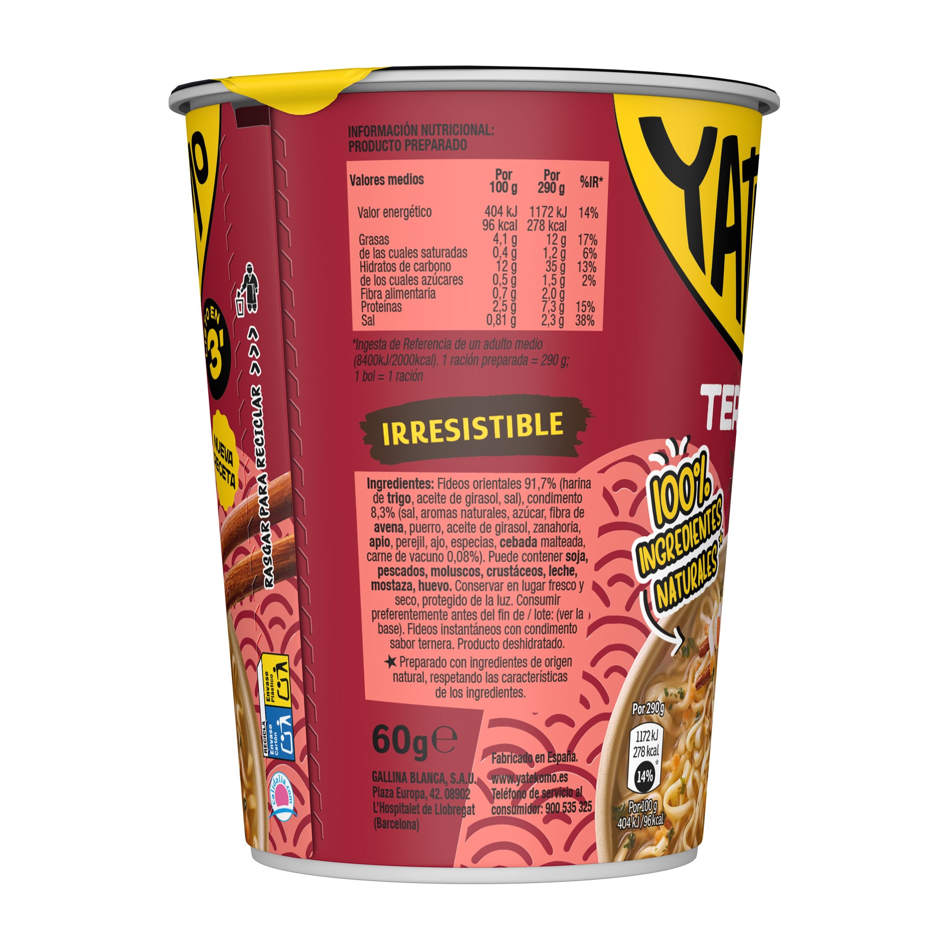Fideos orientales parrila vaso Yatekomo yakisoba 79g