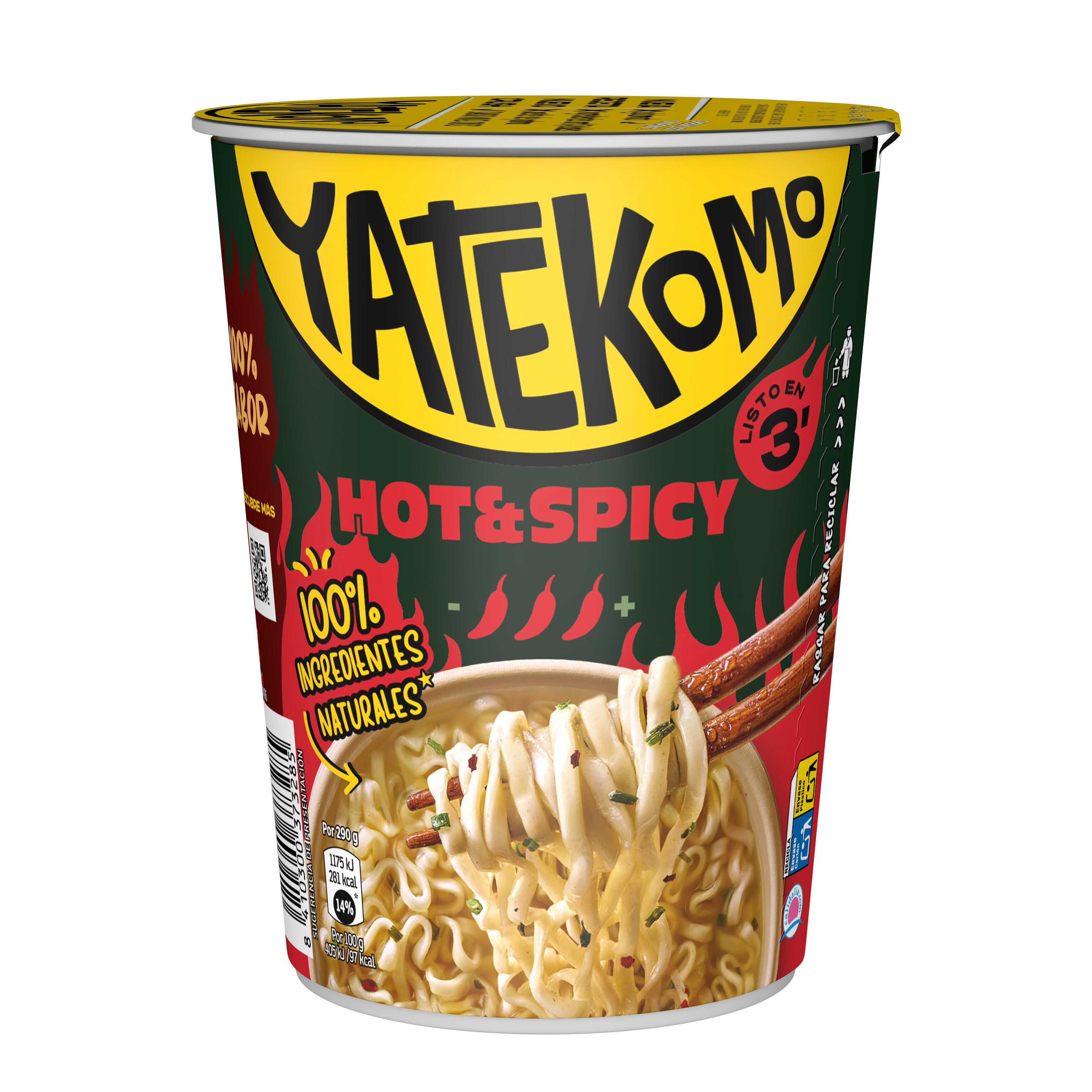 Fideos orientales hot&spicy vaso Yatekomo yakisoba 80g