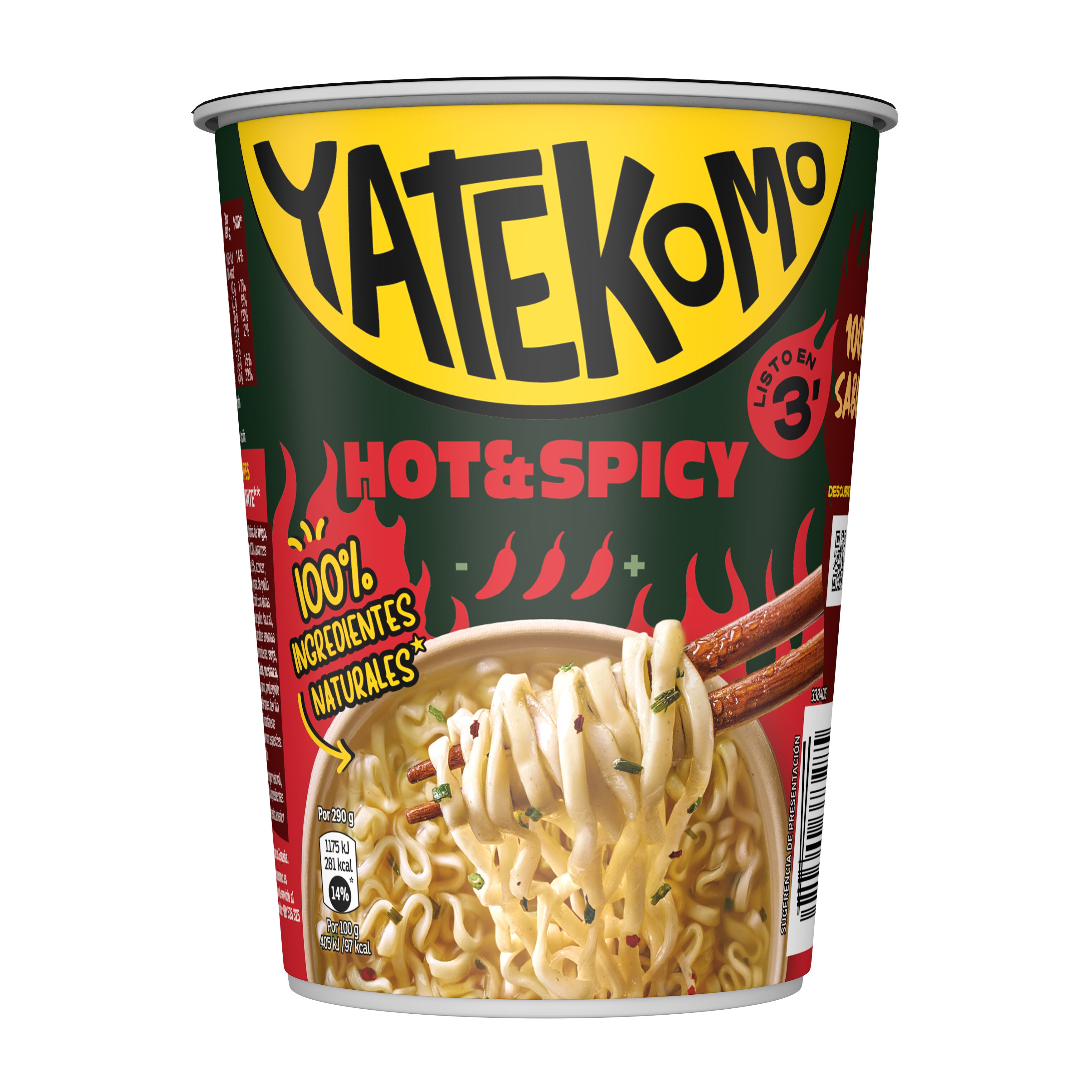 Fideos orientales hot&spicy vaso Yatekomo yakisoba 80g