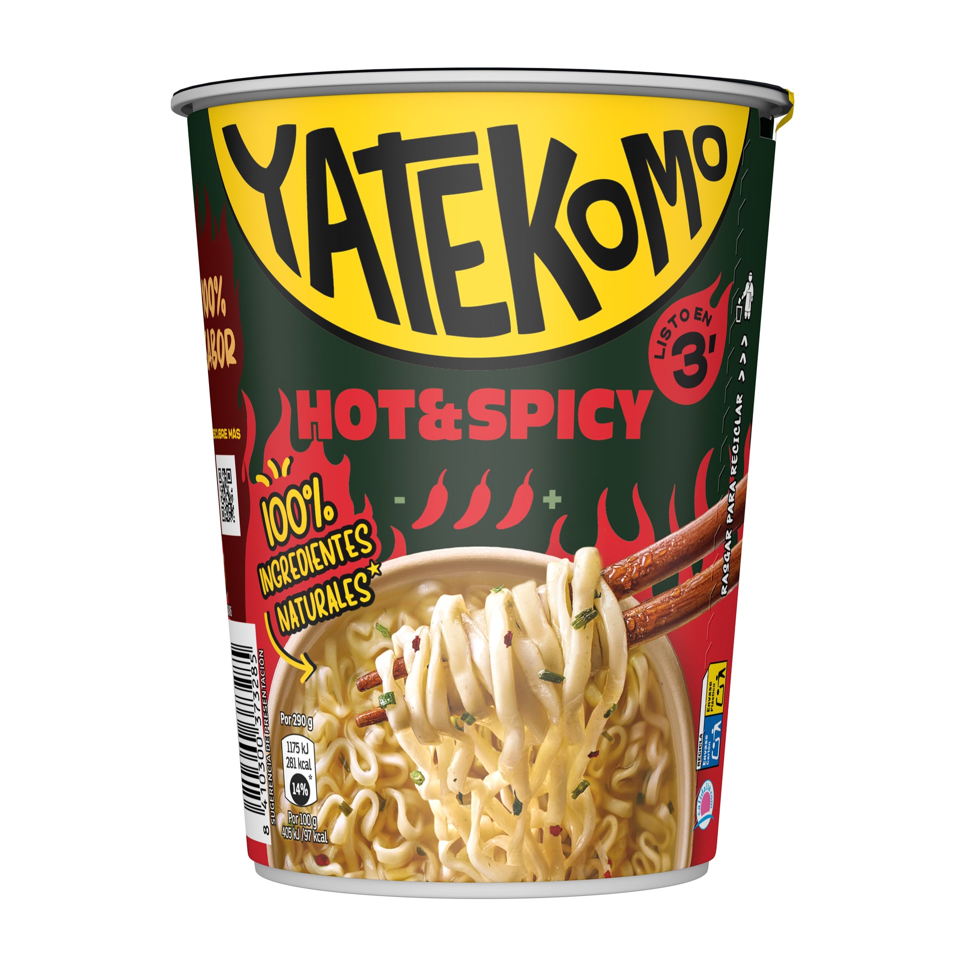 Fideos orientales hot&spicy vaso Yatekomo yakisoba 80g