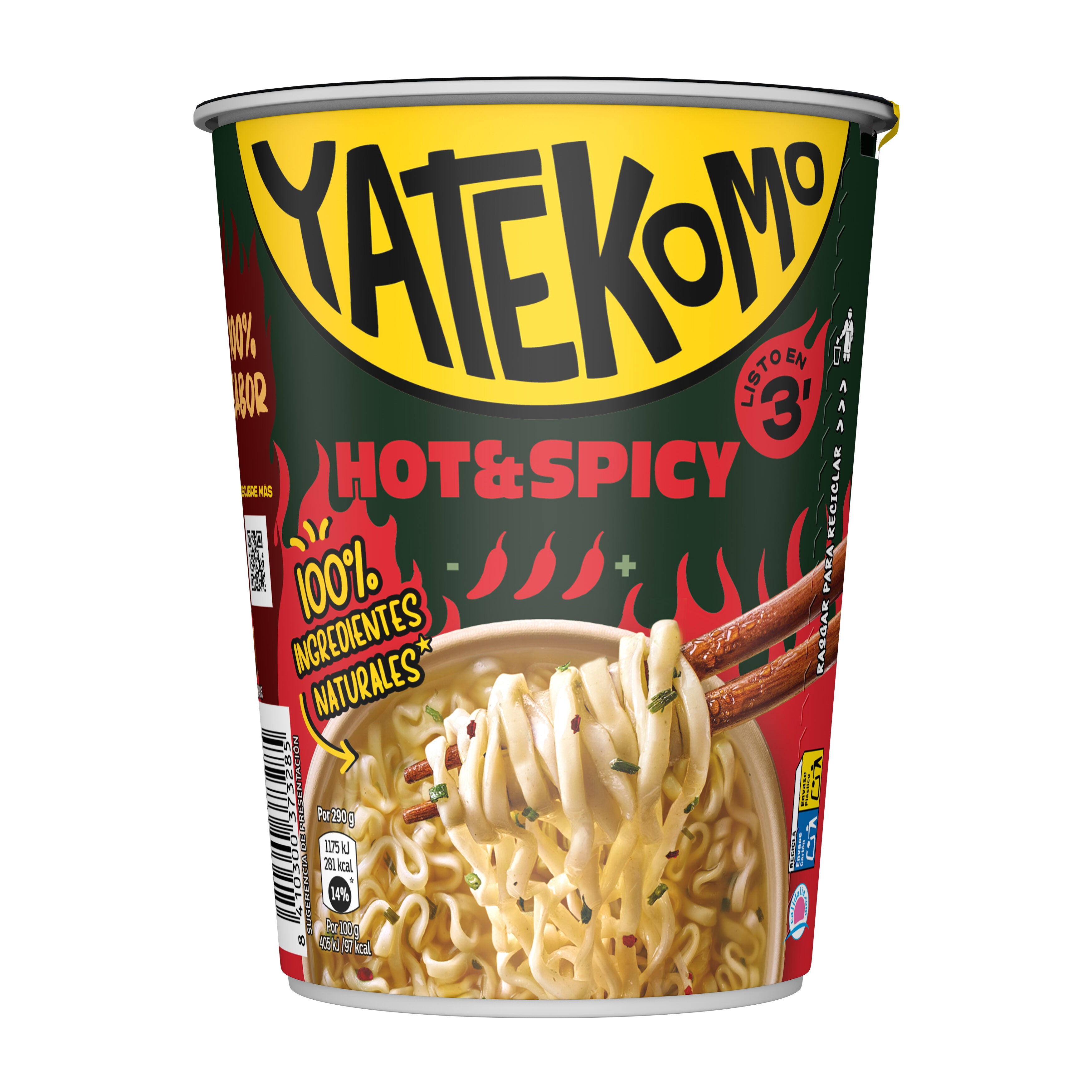 Fideos orientales hot&spicy vaso Yatekomo yakisoba 80g