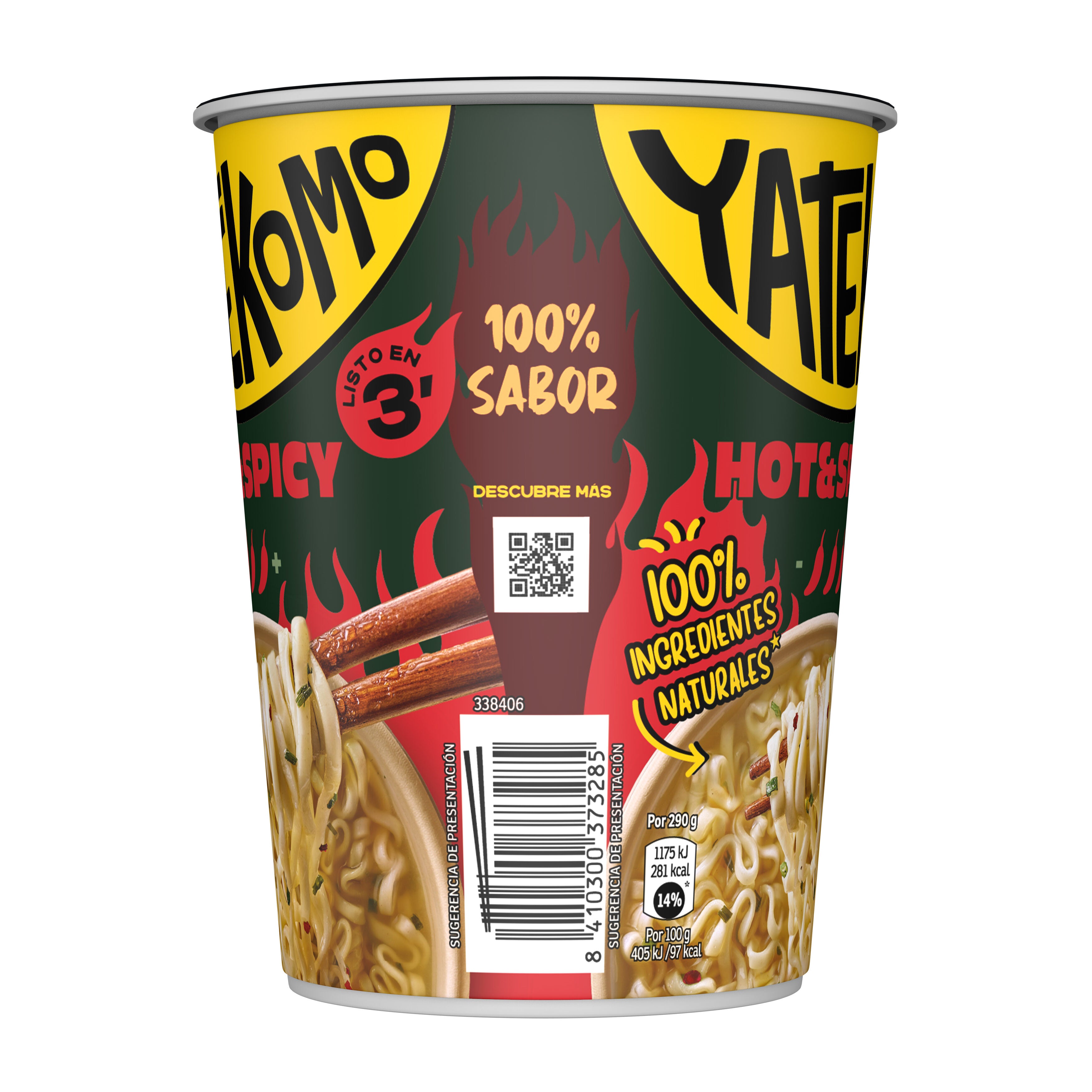Fideos orientales hot&spicy vaso Yatekomo yakisoba 80g