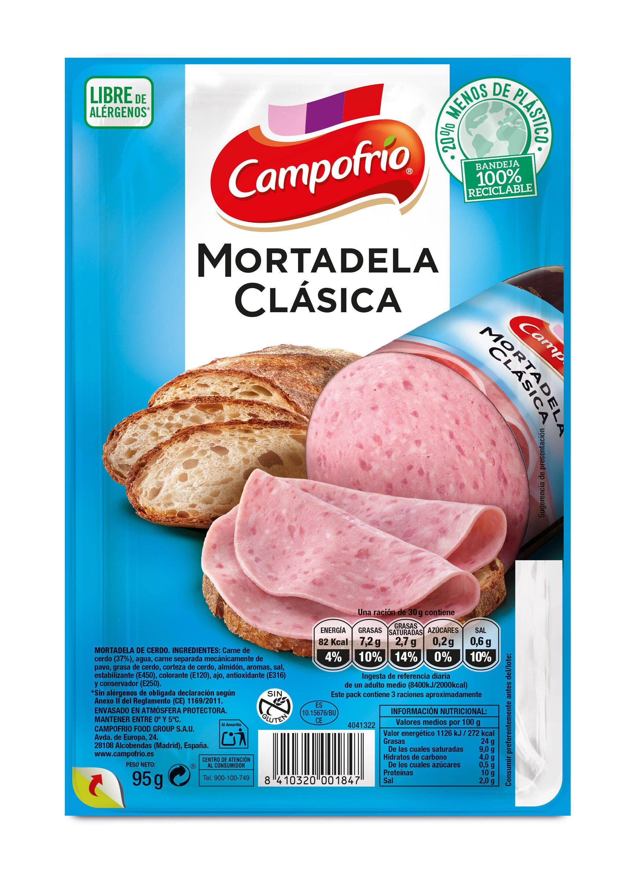 Mortaleda clásica lonchas Campofrio 95g