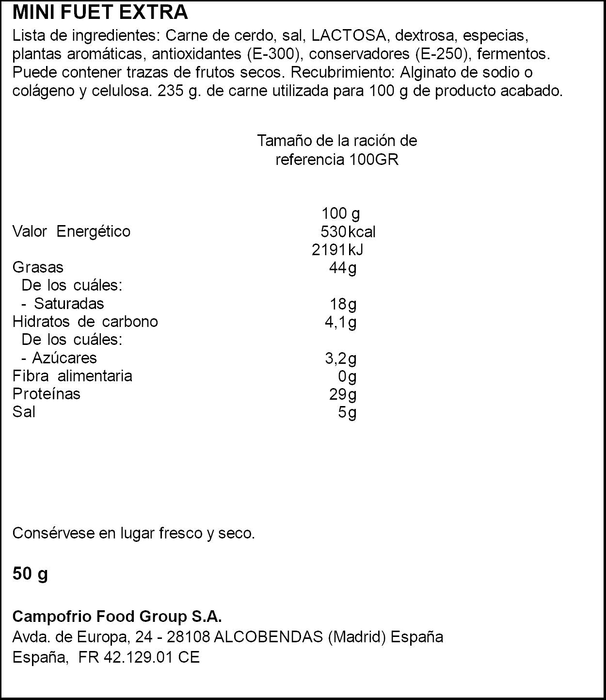 Fuet mini stick snack'in Campofrio 50g