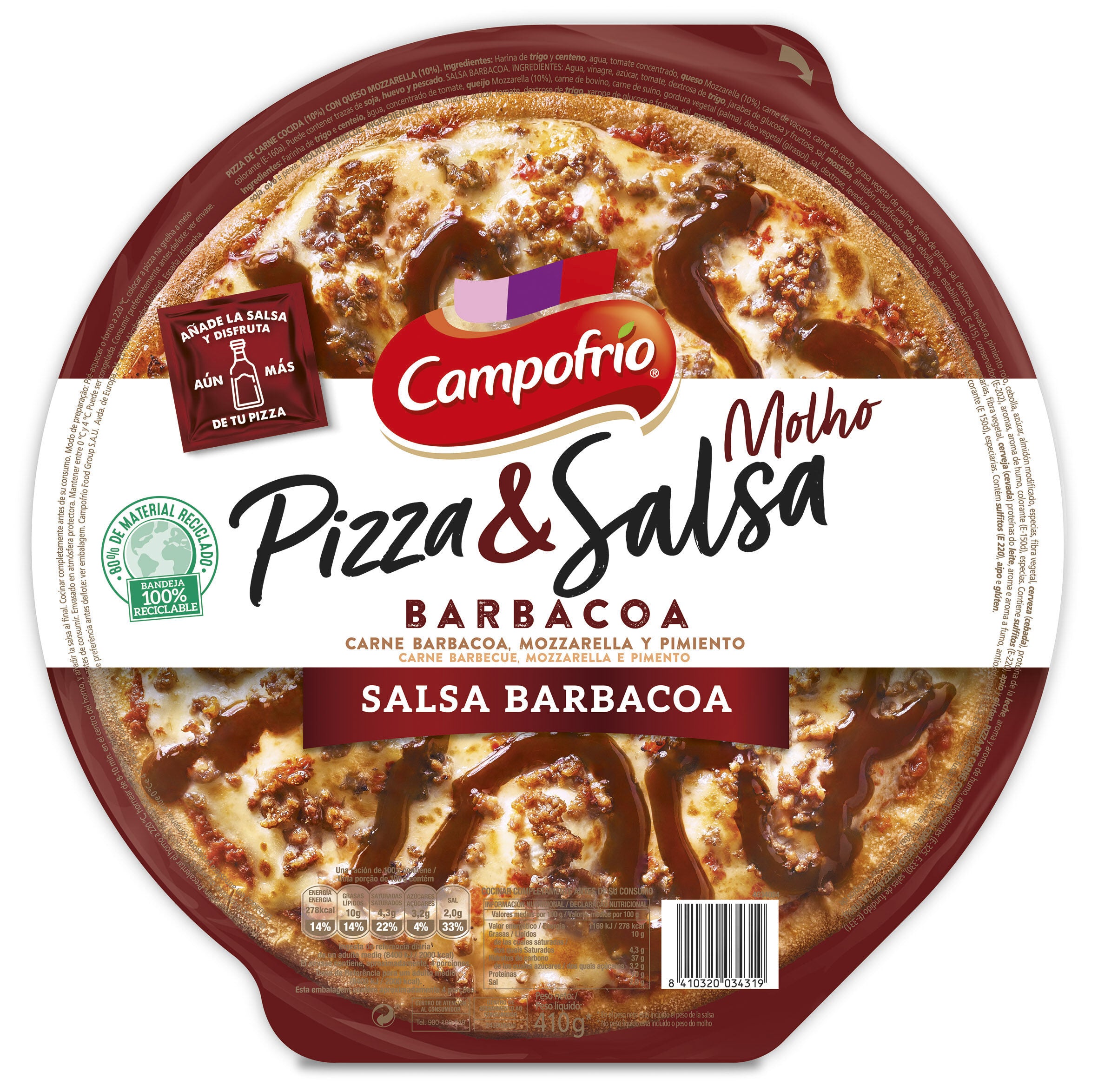 Pizza c/salsa barbacoa Campofrio 410g