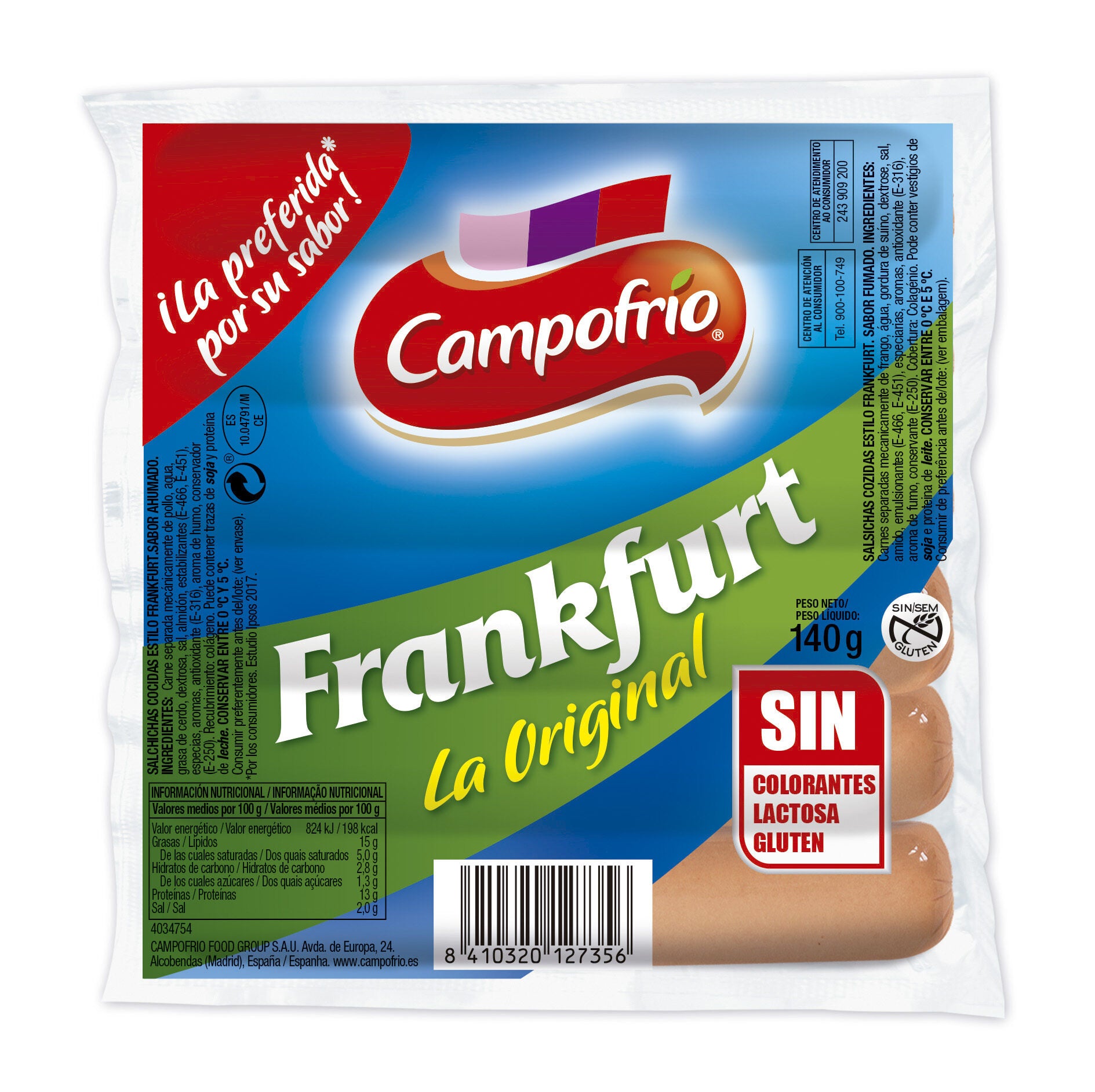 Salchicha frankfurt Campofrio 140g