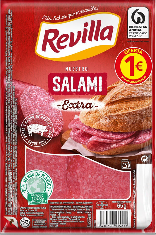 Salami extra lonchas Revilla 65g La Despensa