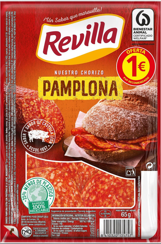 Chorizo pamplona lonchas Revilla 65g La Despensa