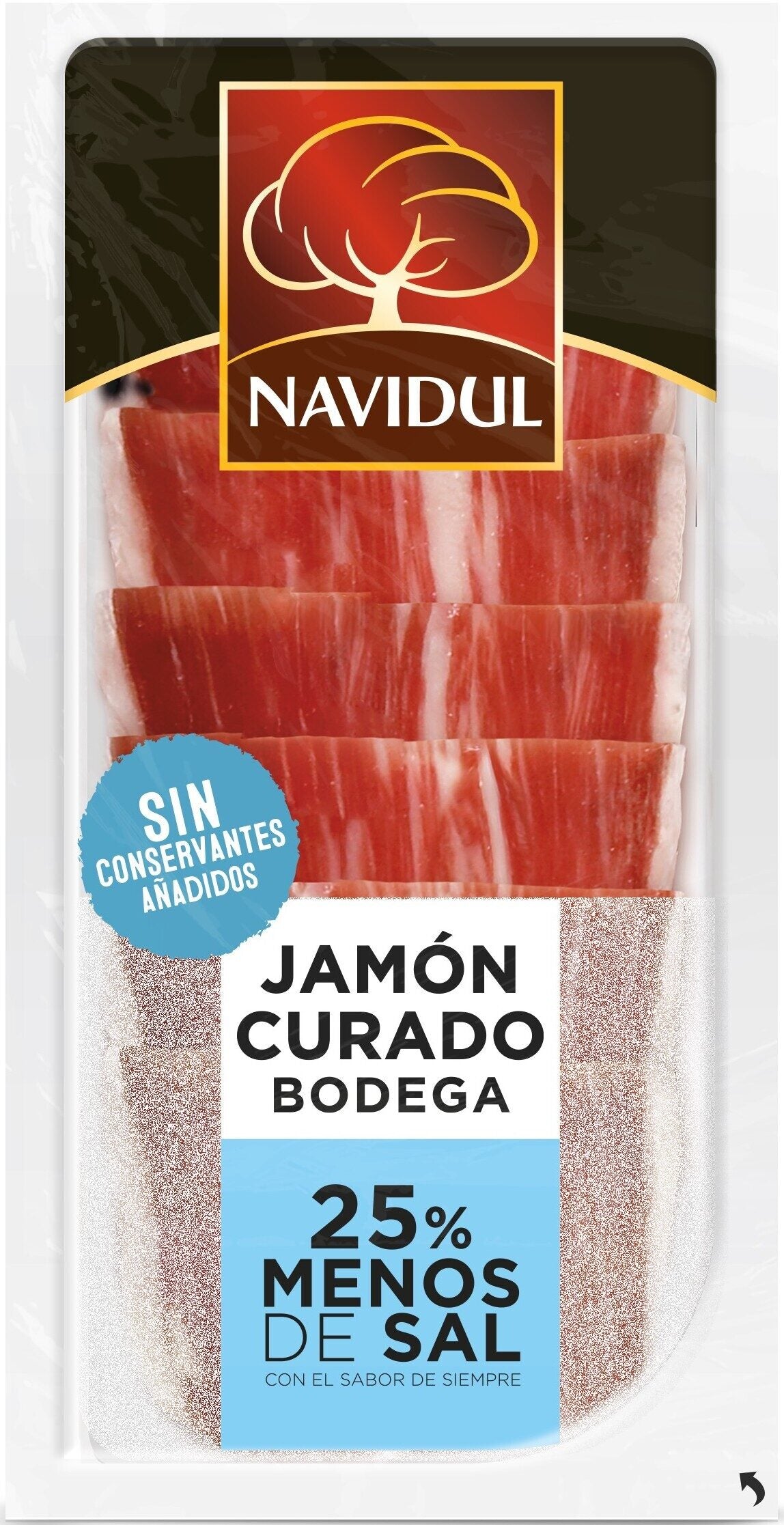 Jamón curado r/sal lonchas Navidul 50g