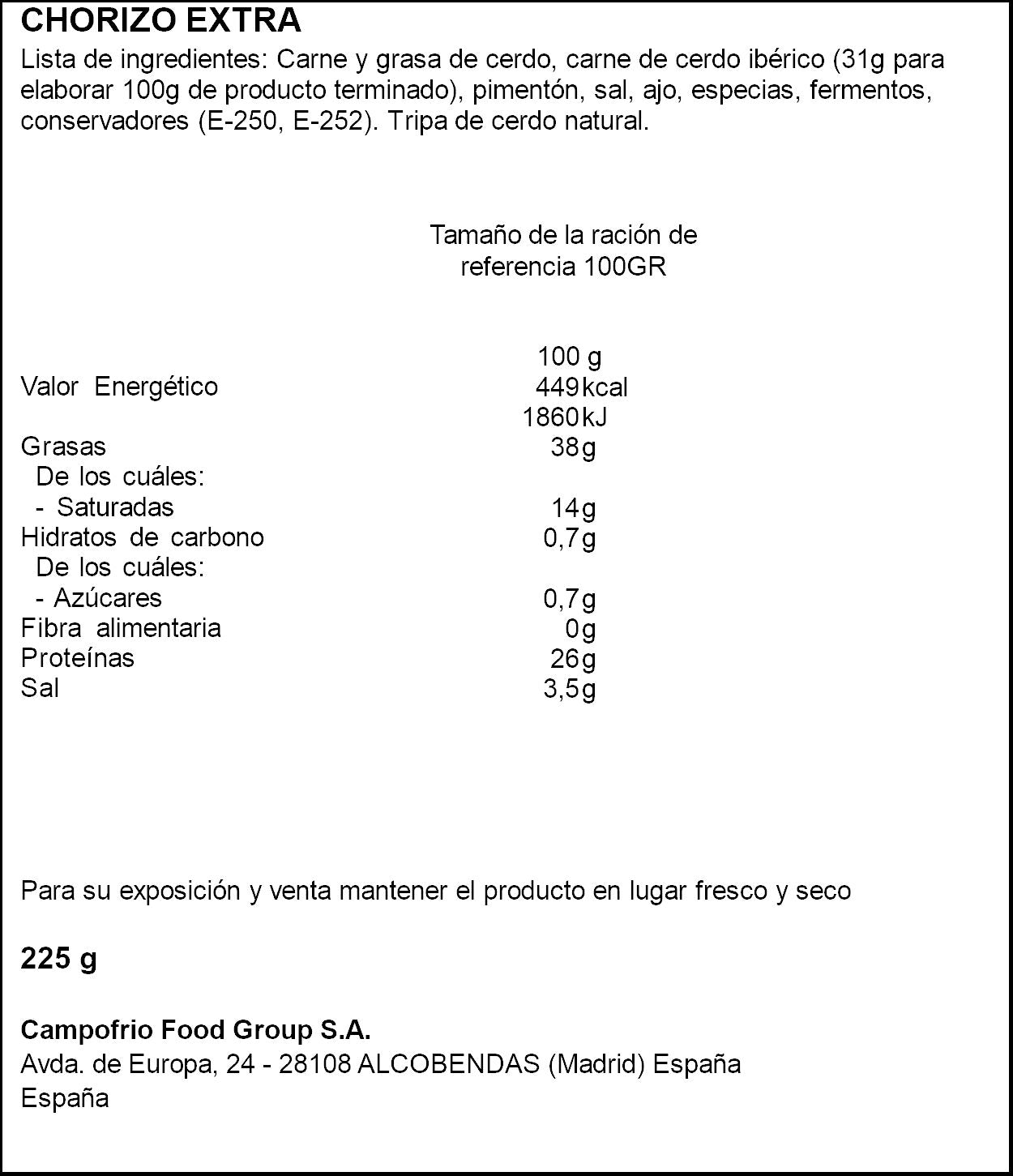 Chorizo Gran seleccion Navidul 225g