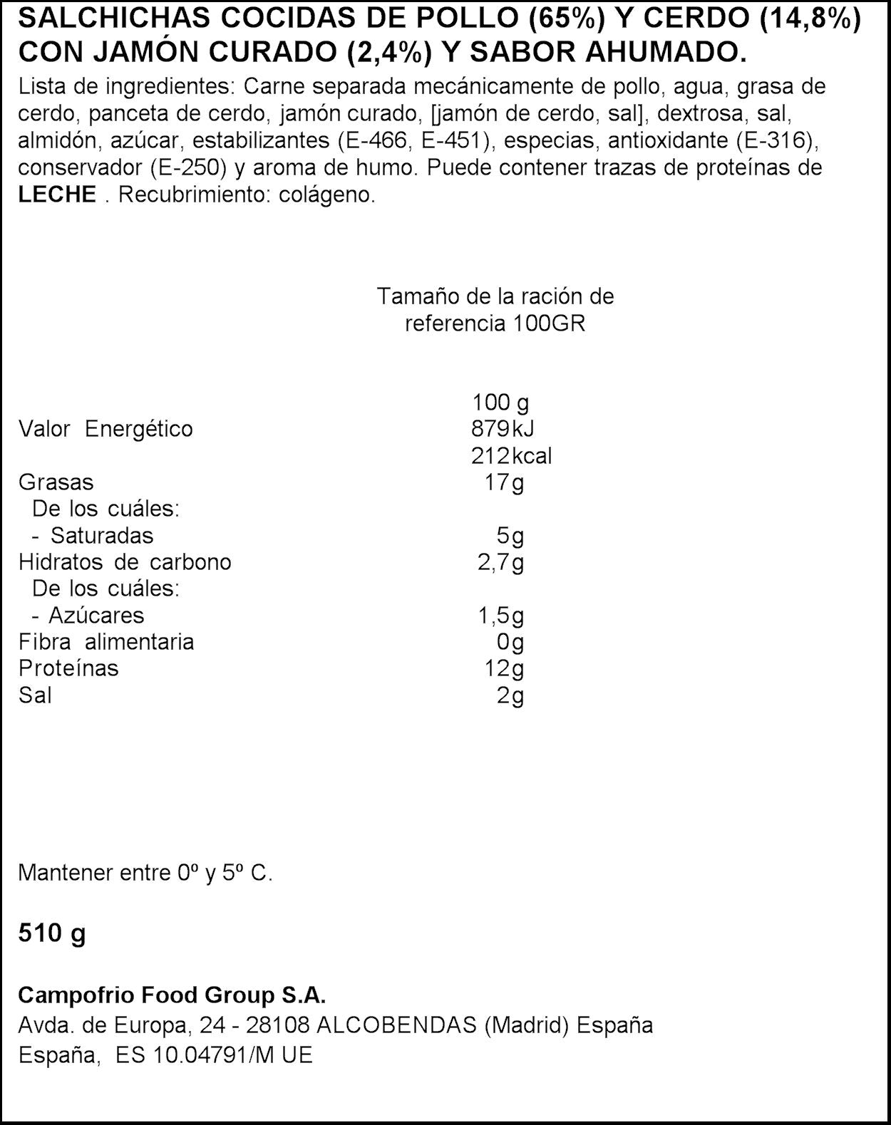 Salchicha jamongus Campofrio p3 170g/u