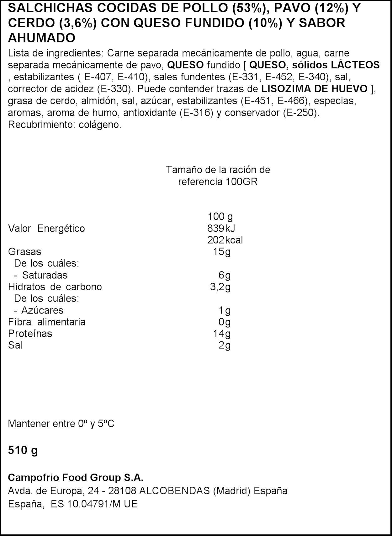 Salchicha campesan cf Campofrio p3 170g/u