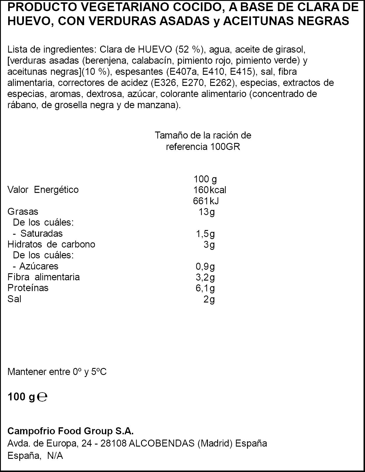 Vegalia verdura lonchas Campofrio 100g