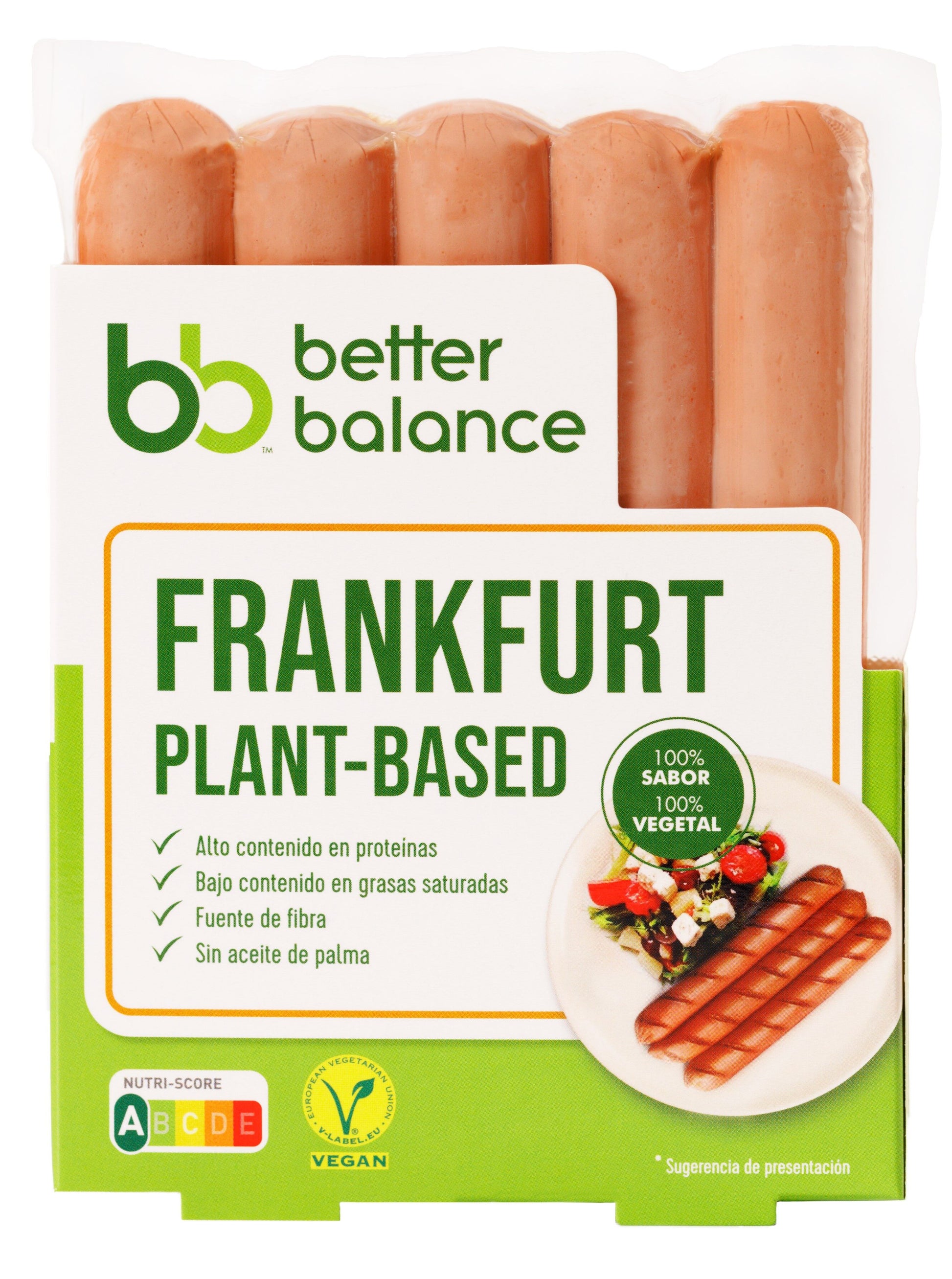 Salchicha 100%vegetal frankfurt better balance Campofrio 200g