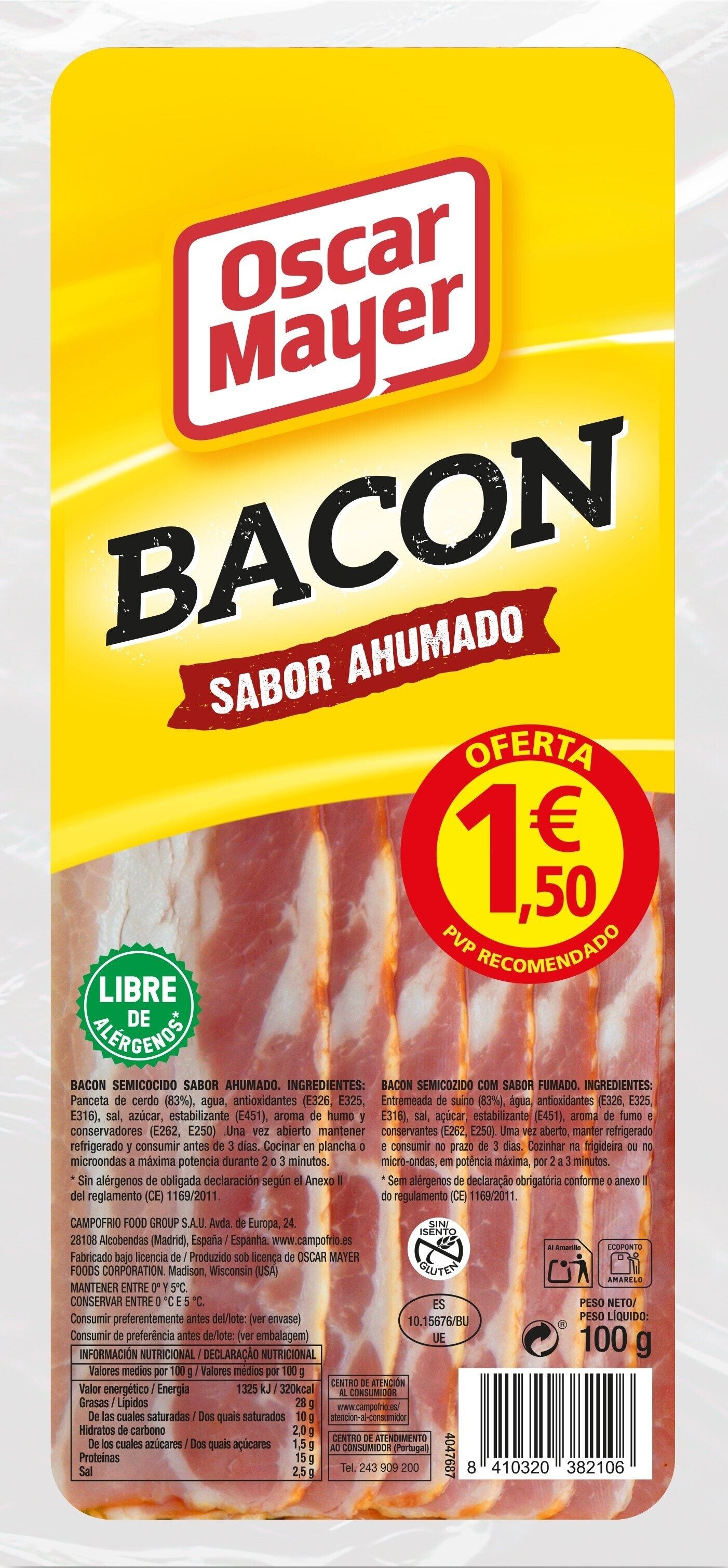 Bacon suave lonchas Oscar mayer Campofrio 100g