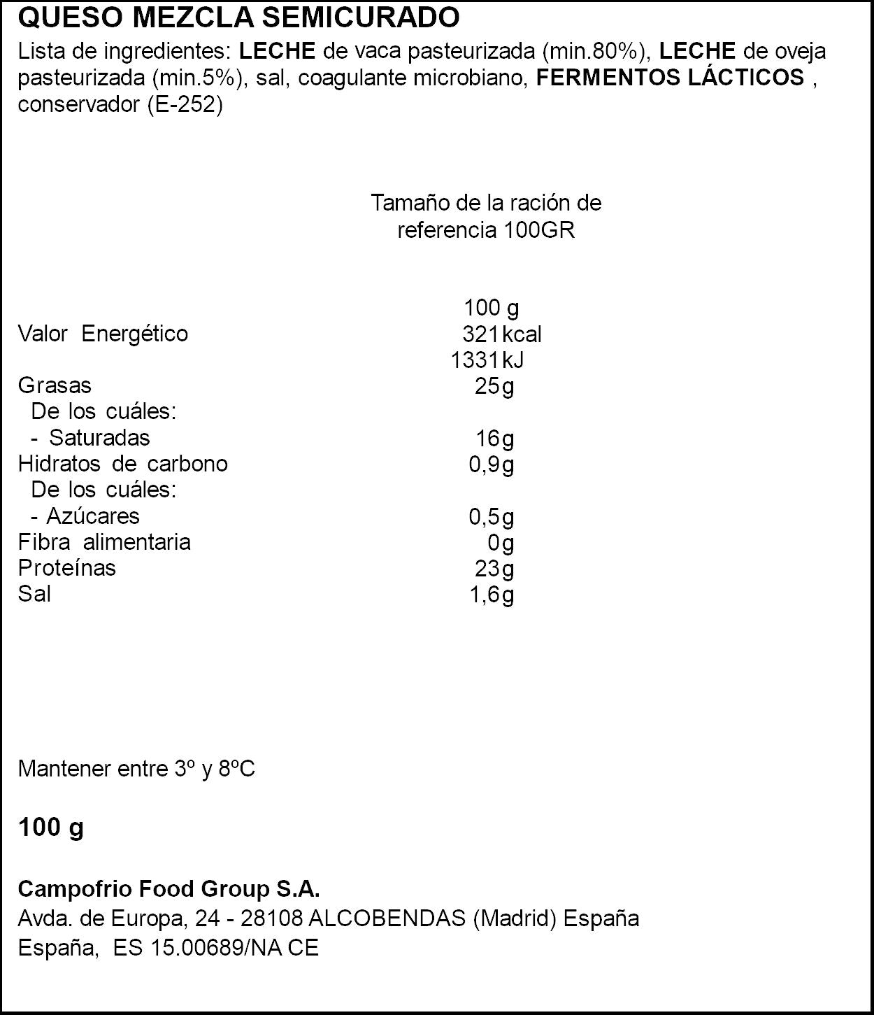 Queso semicurado loncha Navidul 110g 2€