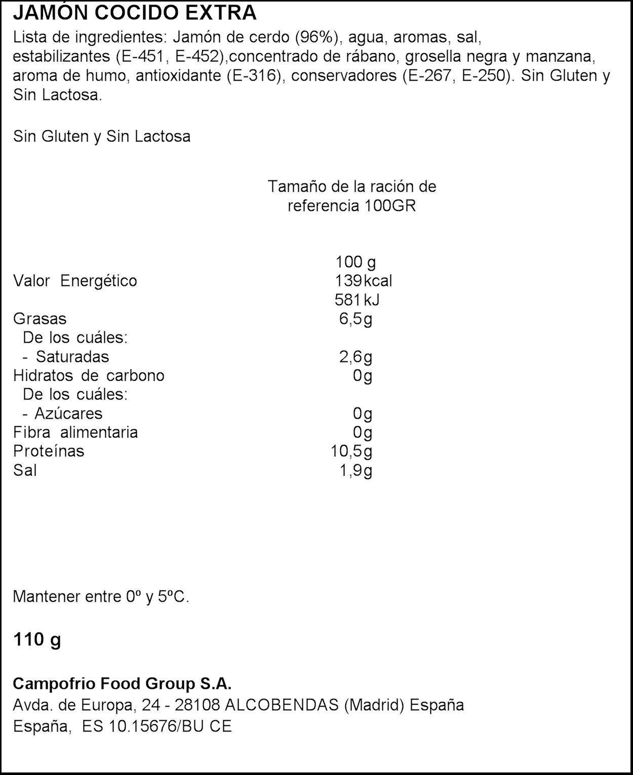 Jamon asado lonchas 96% carne Naturarte 110g