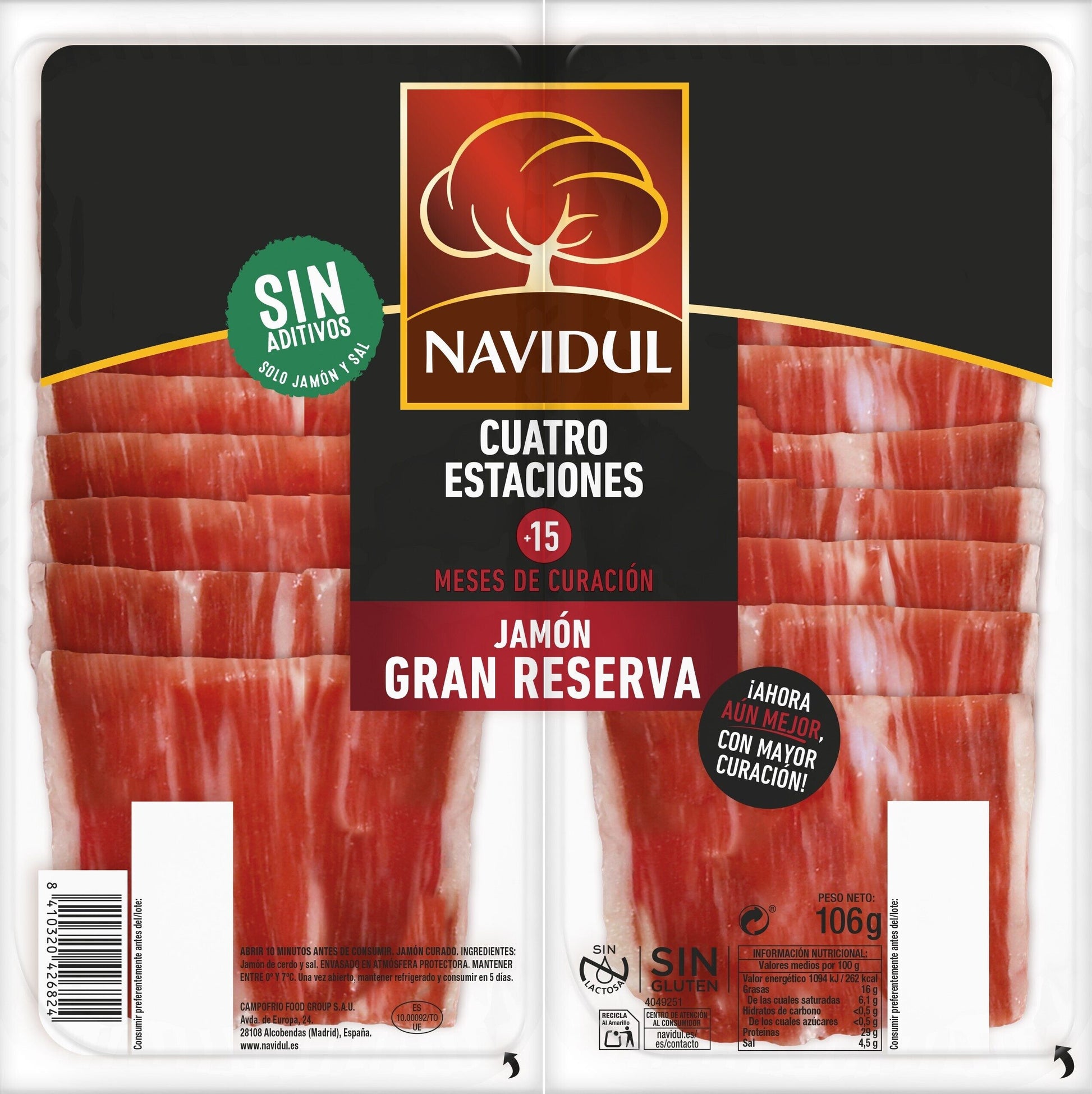 Jamón curado lonchas Navidul p2 53g/u 3€